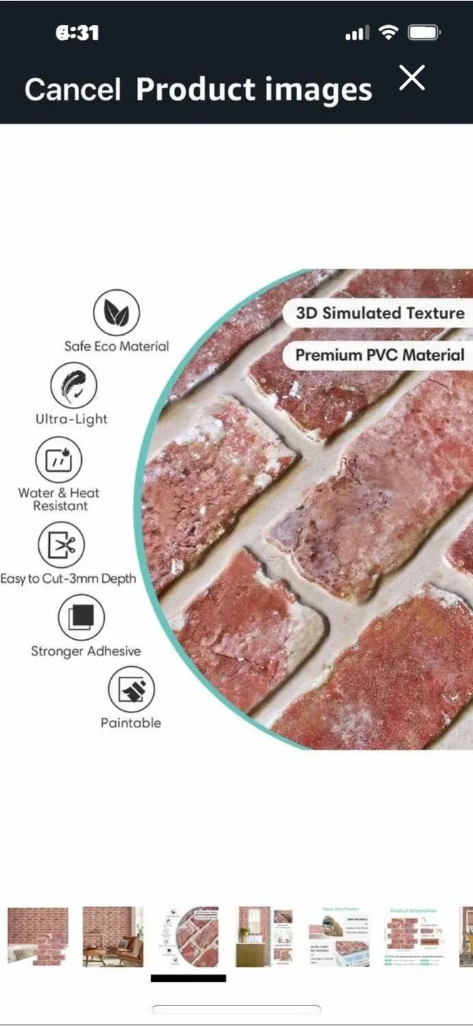 Commomy Vinyl Peel and Stick Brick Tiles image indicator(3)