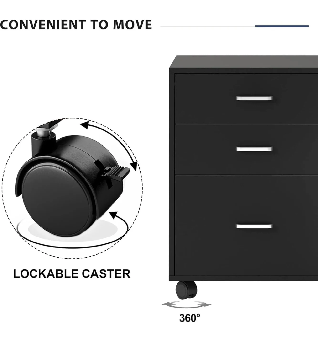 Black File Cabinet with 3 Drawers & Open Storage image indicator(9)