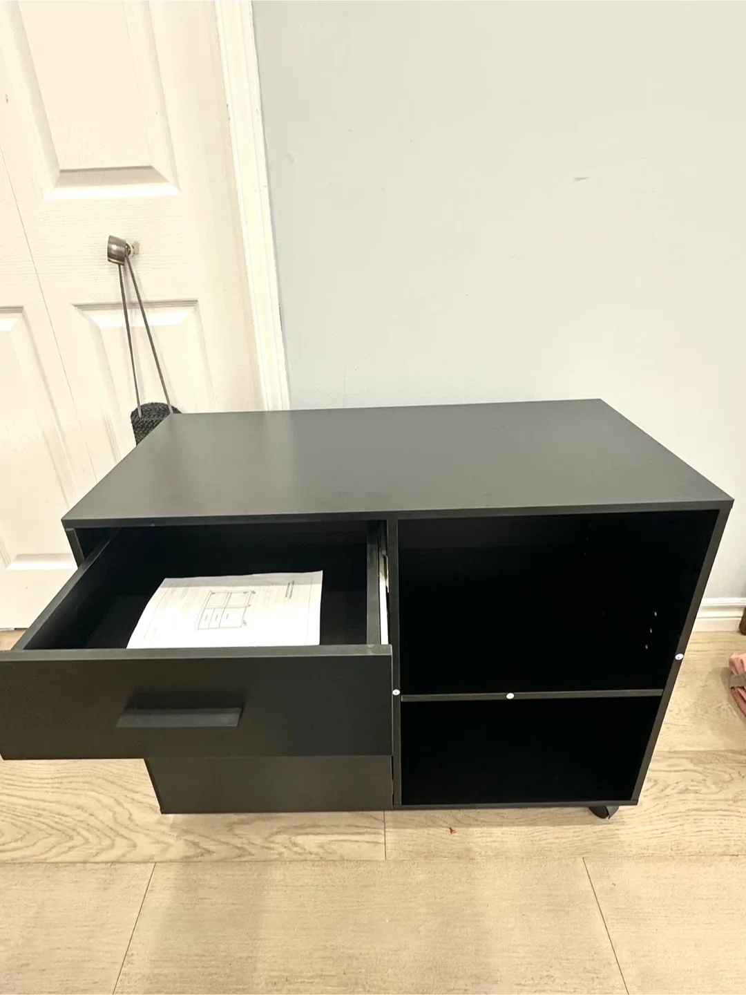 Black File Cabinet with 3 Drawers & Open Storage image indicator(10)