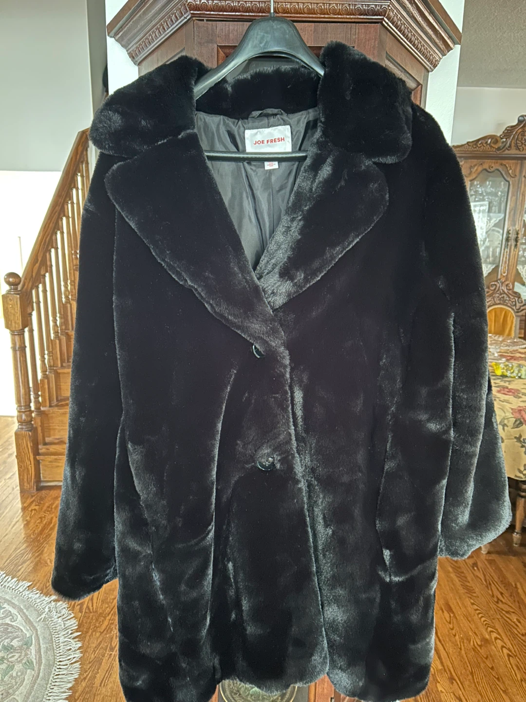 Joe Fresh Black Faux Fur Coat - XL