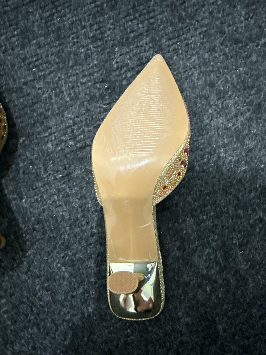 Gold Embellished Pointed Toe Mules - Size 39 image indicator(2)