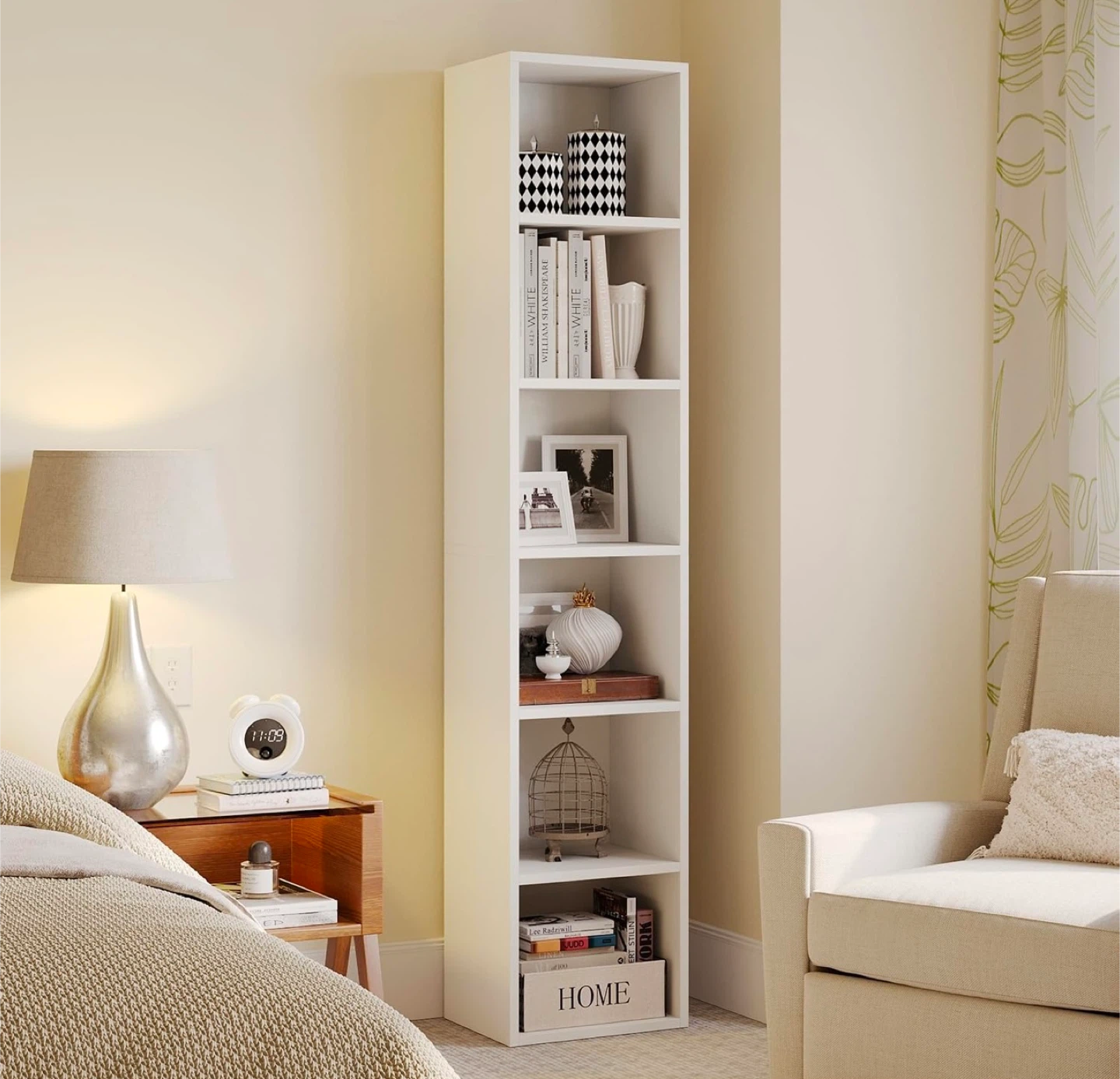 White Narrow Bookshelf - Space Saving (BRANDNEW)