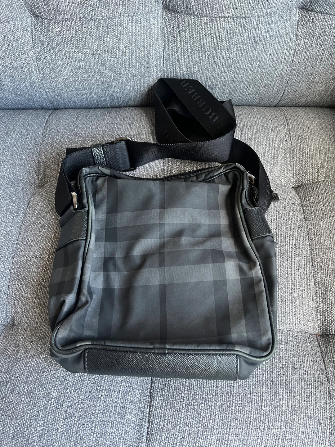 Burberry Black Plaid Men's Travel Crossbody Bag - photo 2