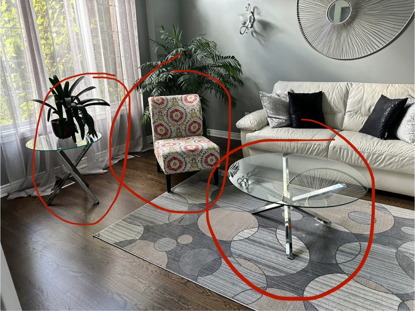 Coffee table set (3) + accent chair