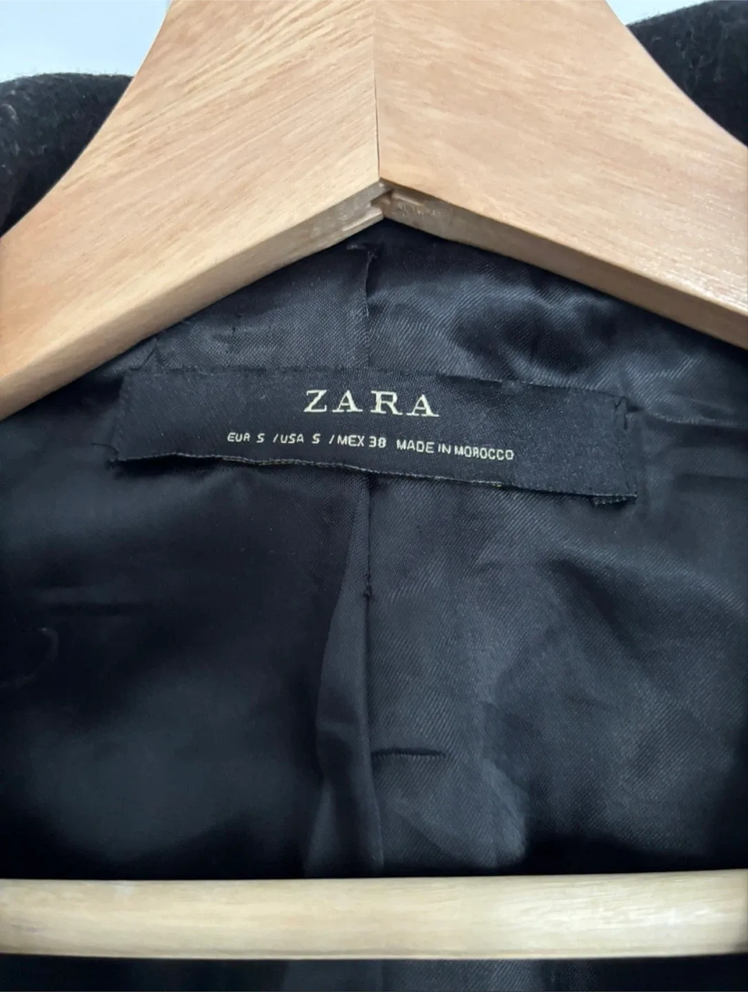 Zara Black Wool Blend Pea Coat - Size S image indicator(3)