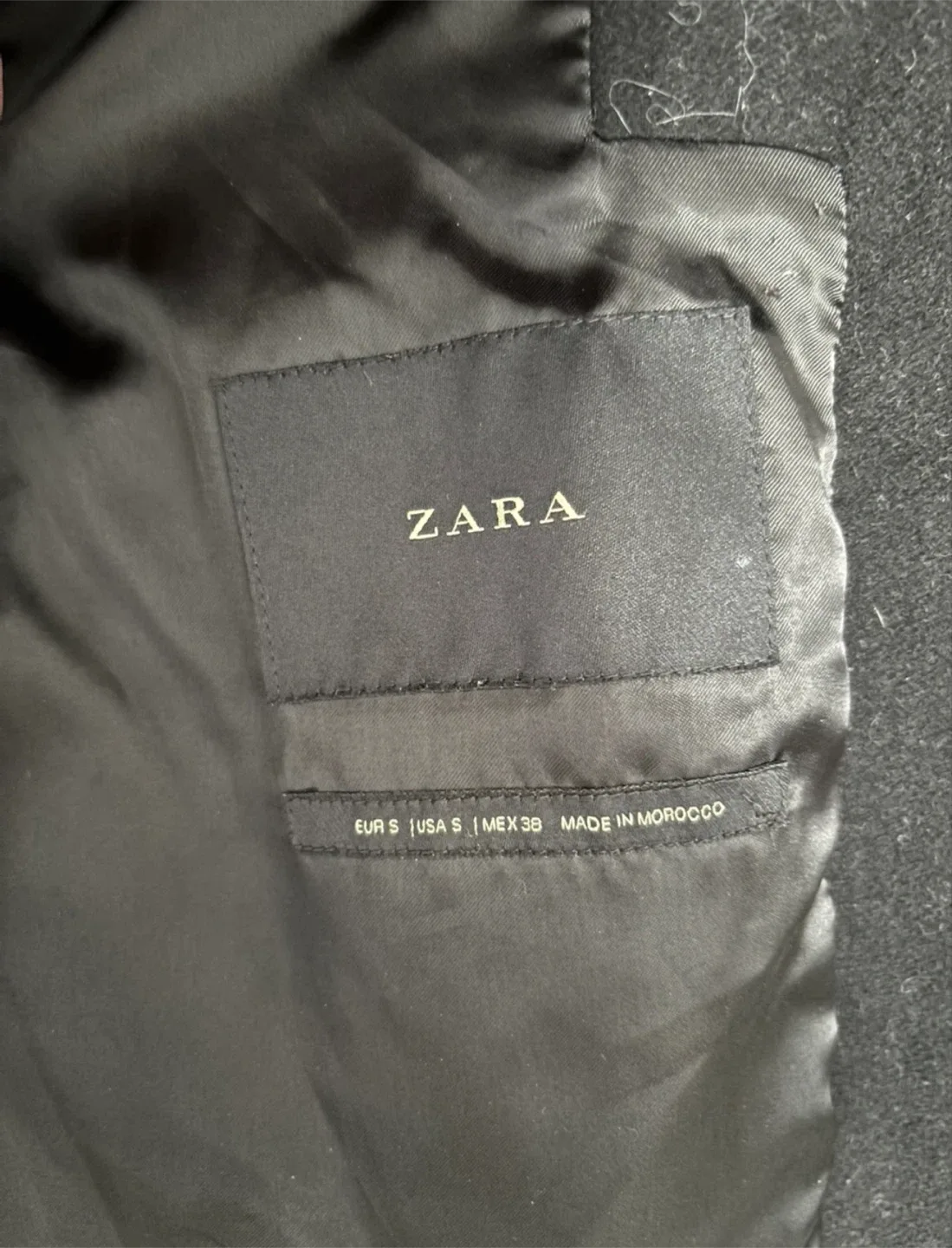 Zara Black Wool Blend Pea Coat - Size S image indicator(4)
