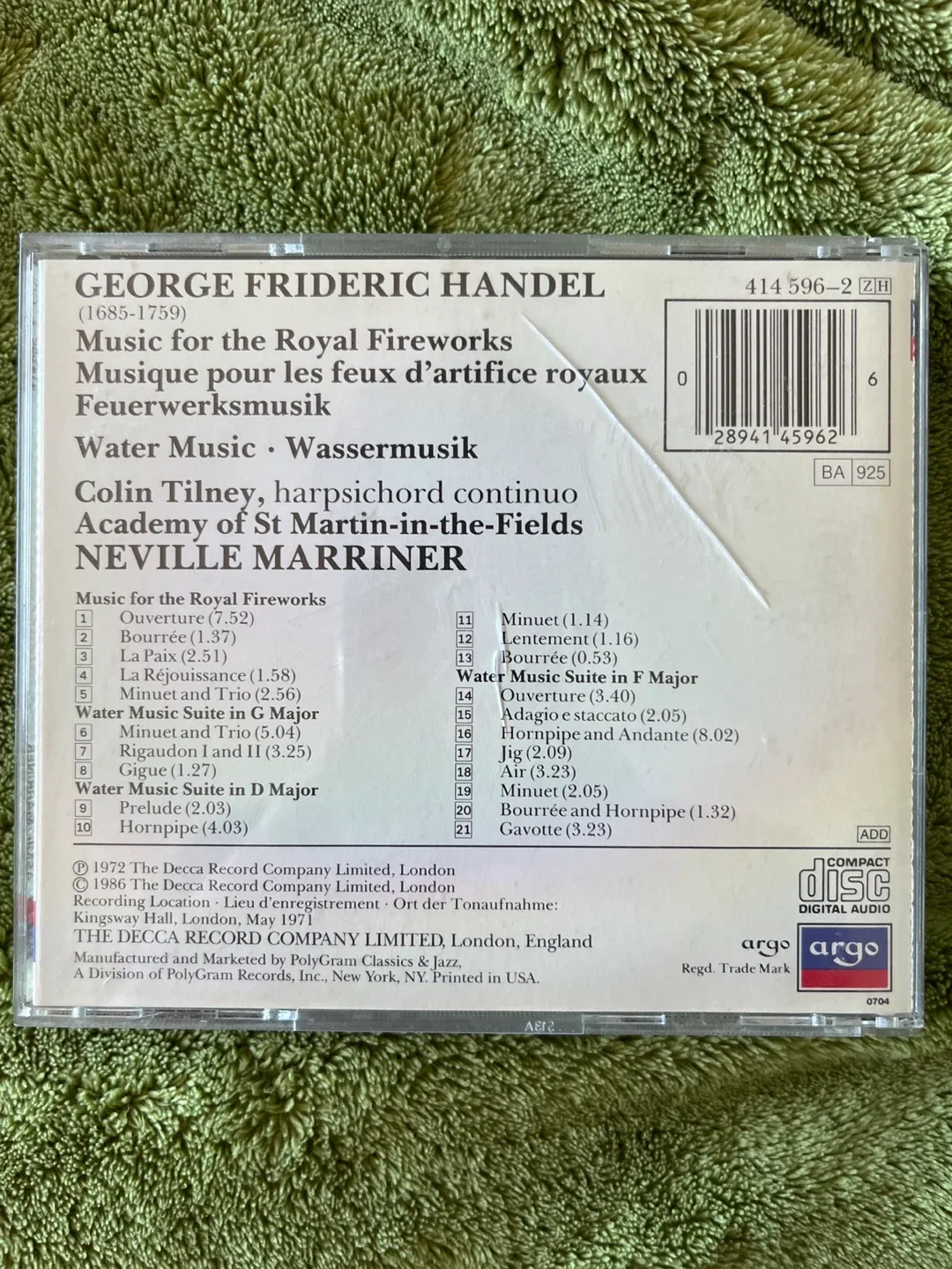 Handel: Music for the Royal Fireworks CD image indicator(2)