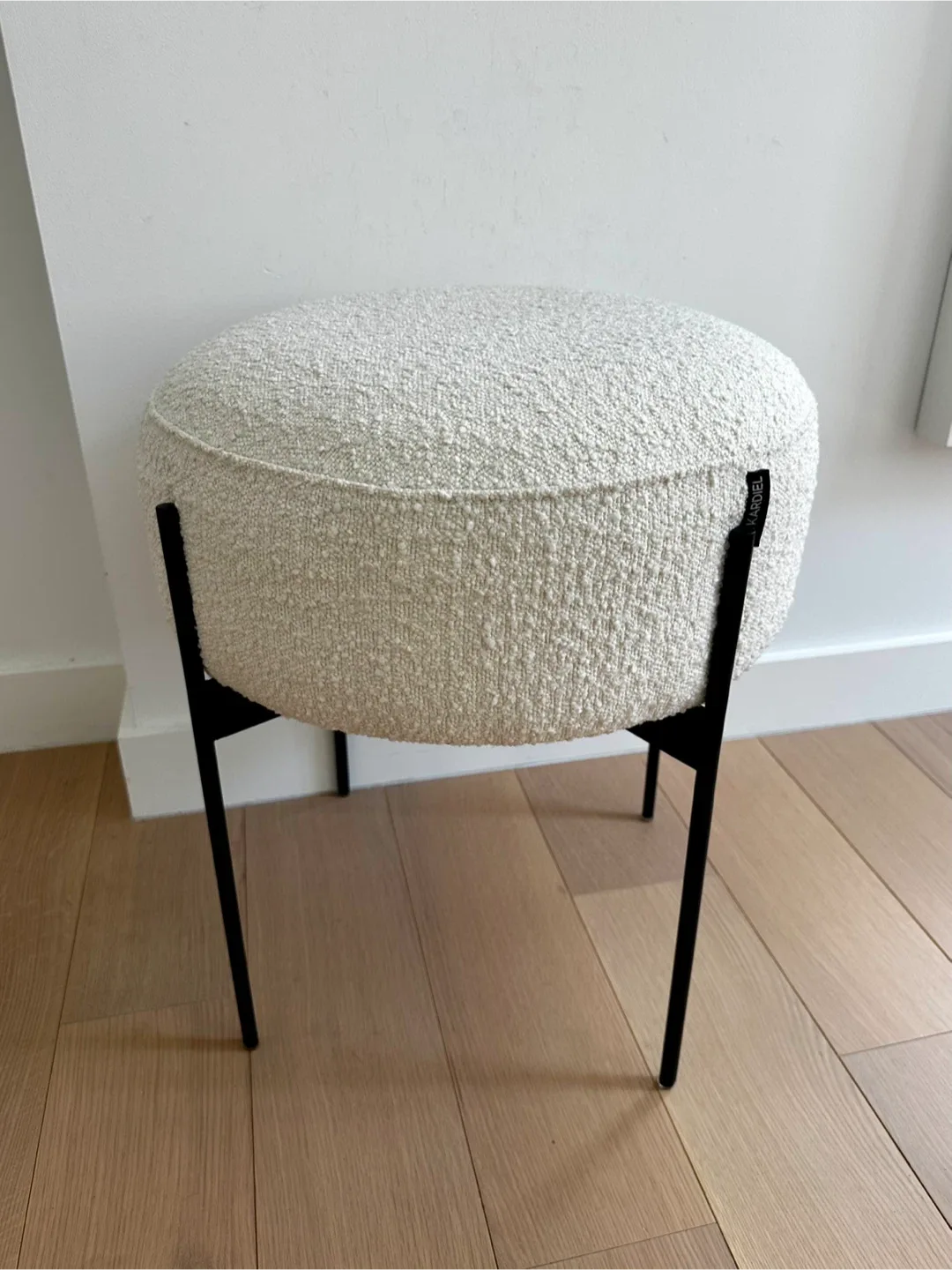 Kardiel Round Ottoman Stool - Cream thumbnail