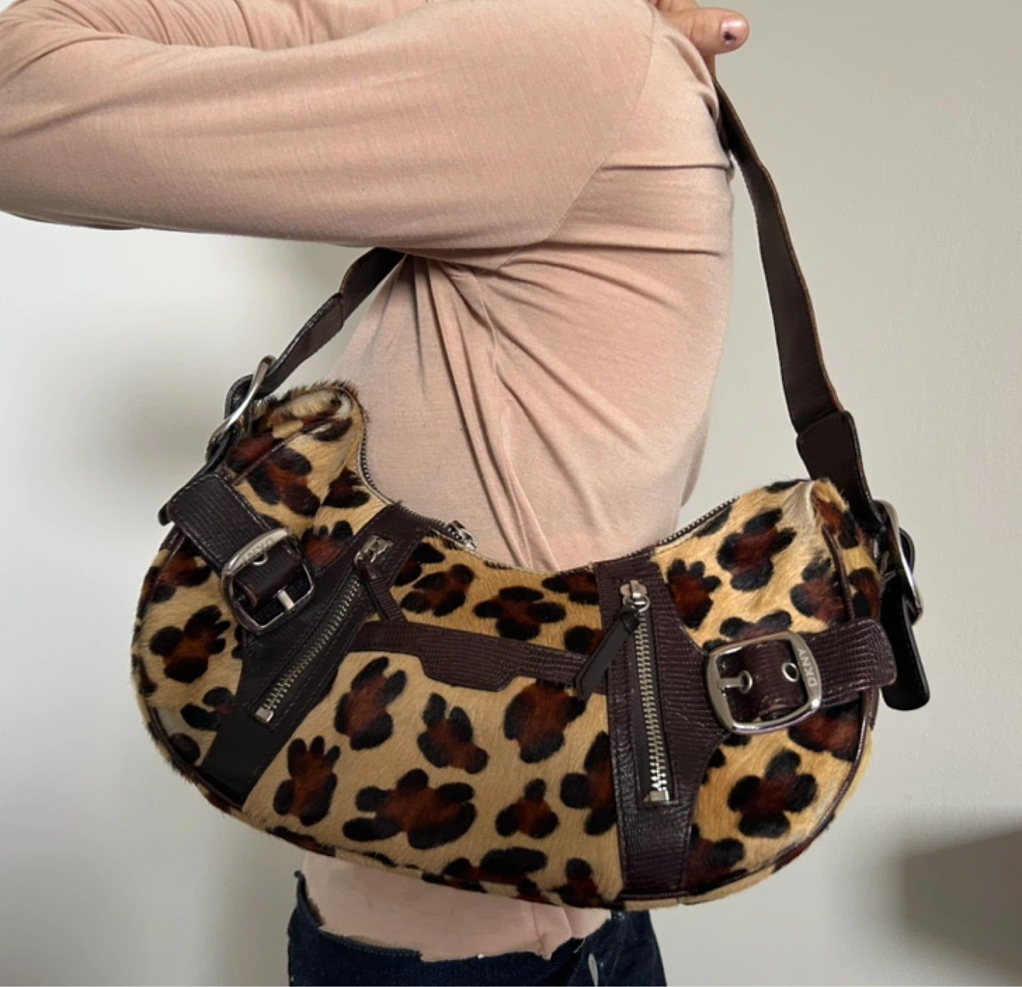 DKNY Leopard Print Shoulder Bag