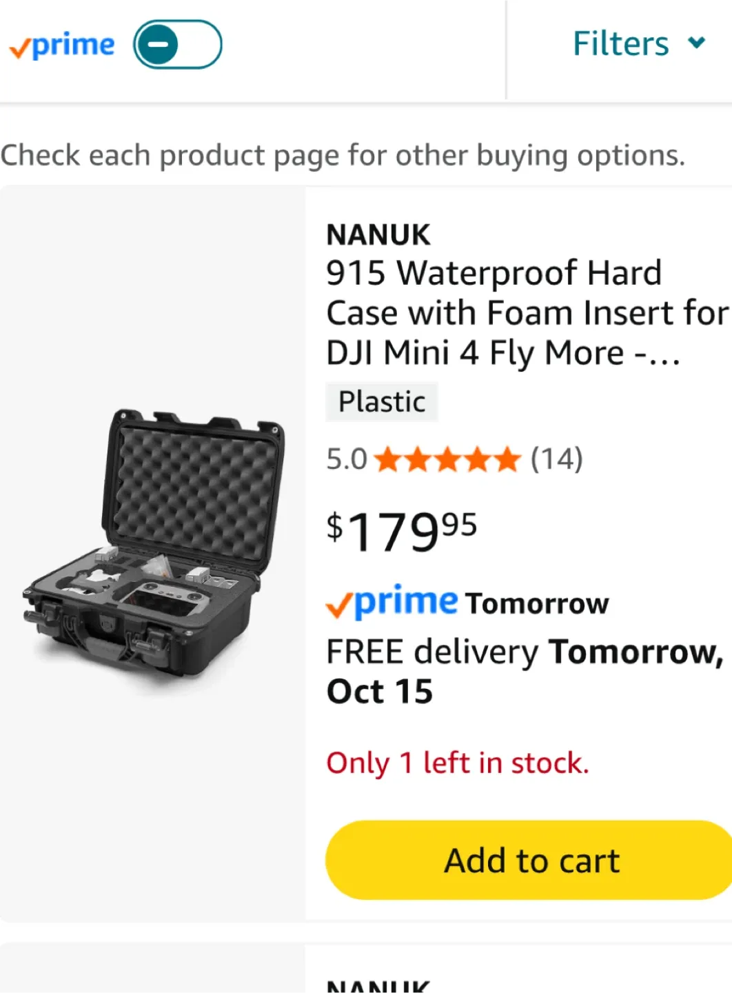 NANUK 915 Waterproof Hard Case for DJI Mini 4 Fly More thumbnail