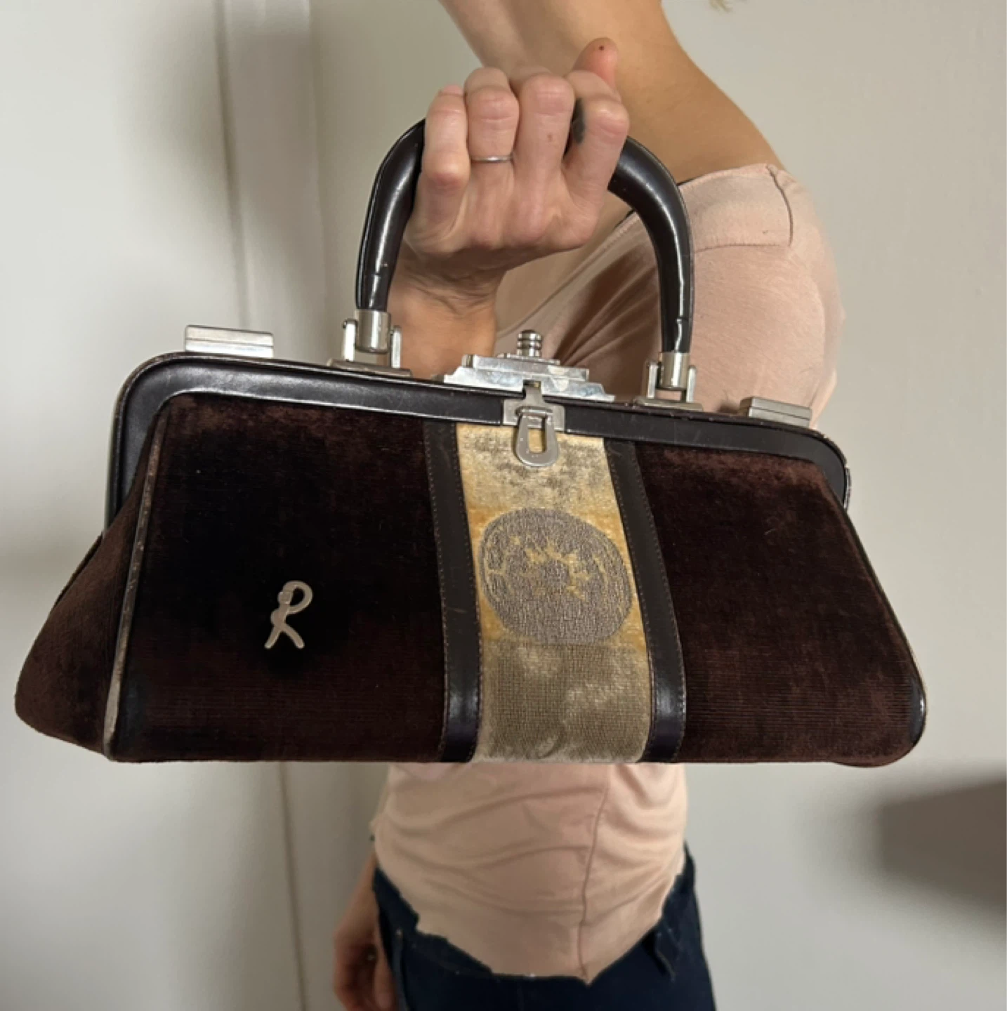 Vintage Roberta di Camerino Brown Velvet Handbag
