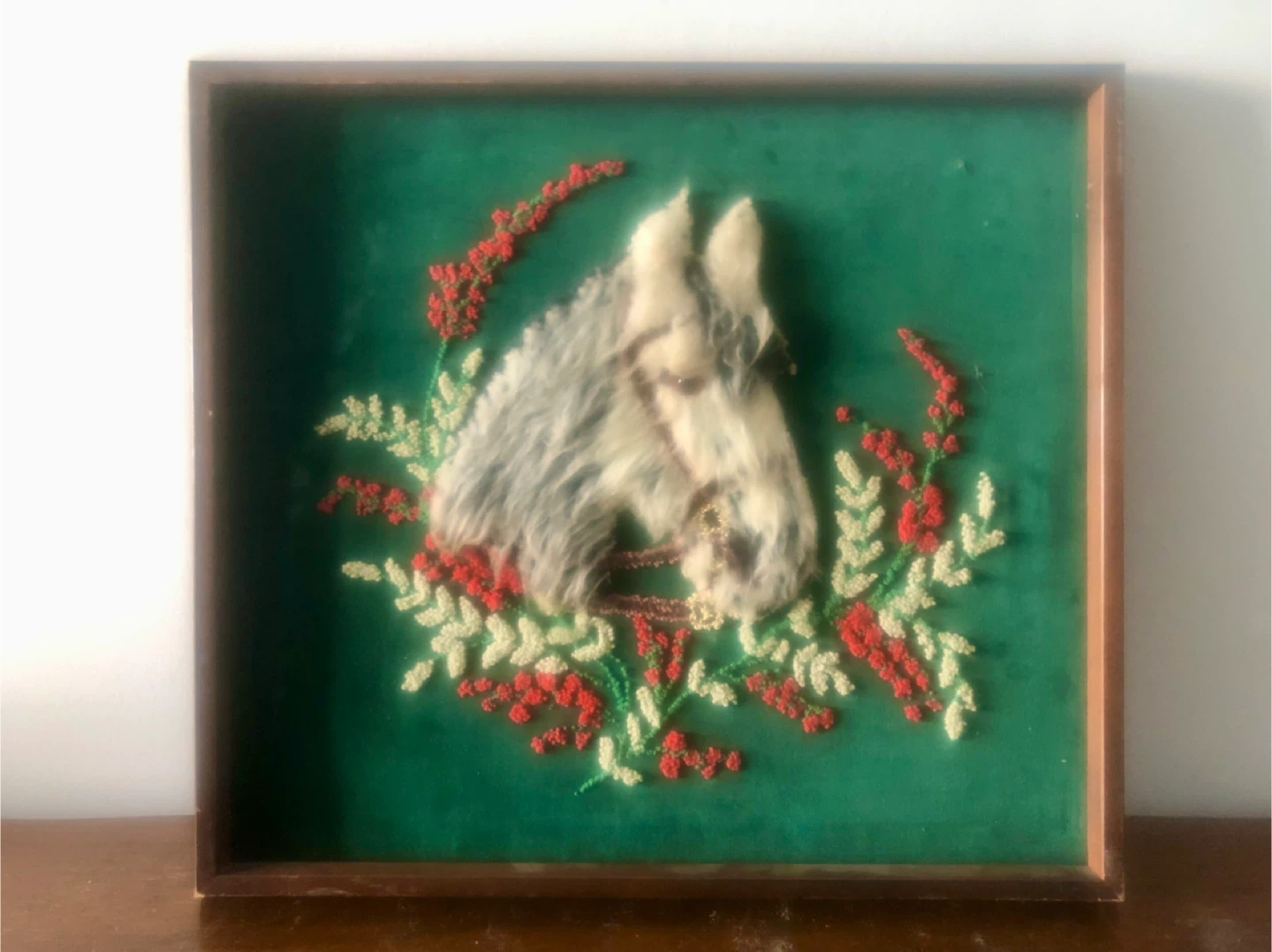 Vintage Horse Hair Art in Frame