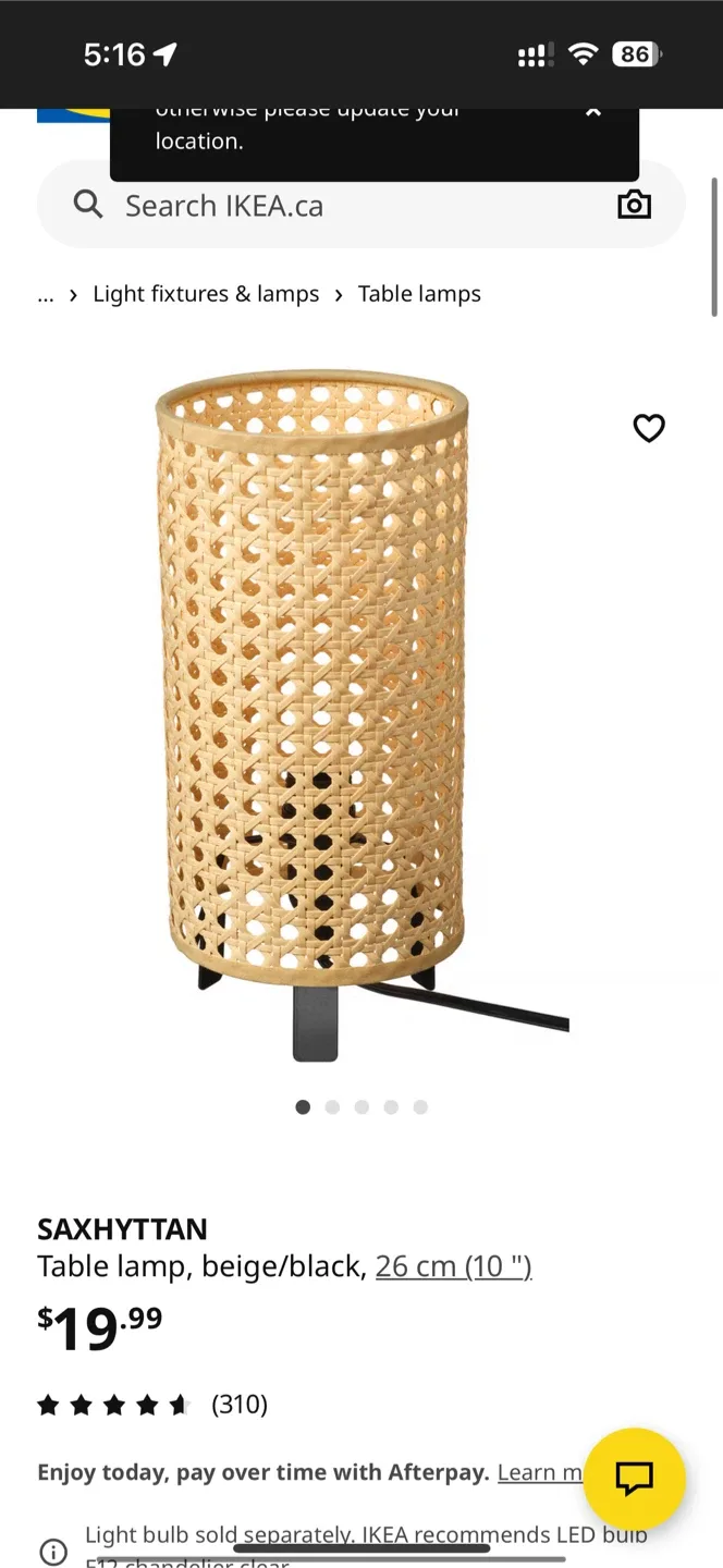 2x IKEA SAXHYTTAN Table Lamp - Beige/Black - 26cm image indicator(3)