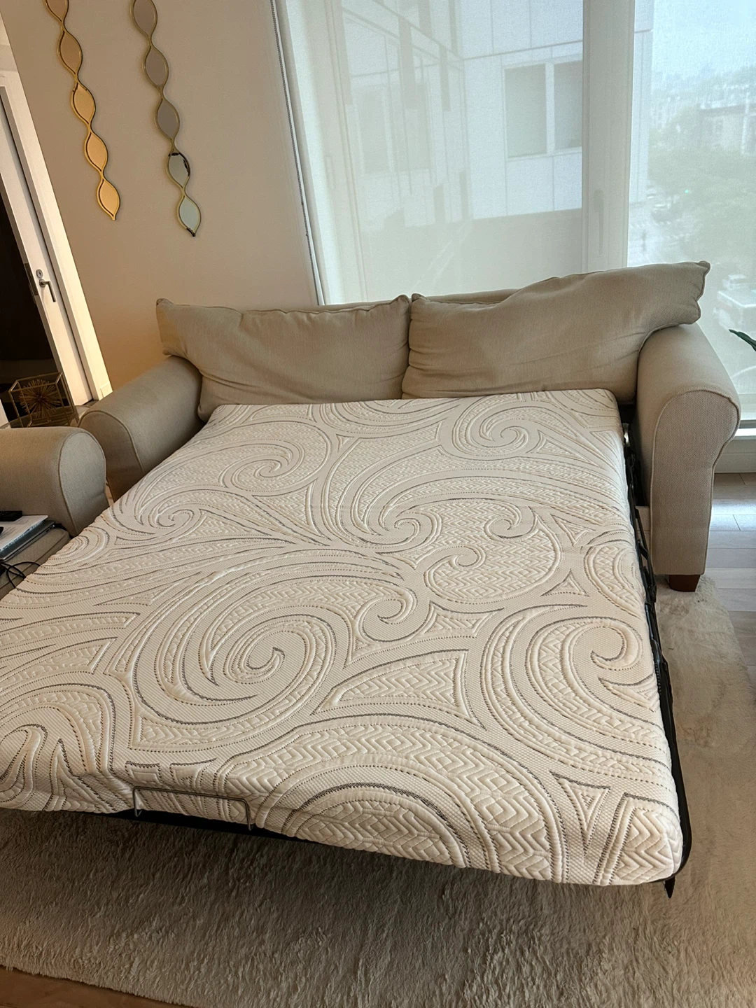 Beige Sofa Sleeper and Armchair Set - photo 2