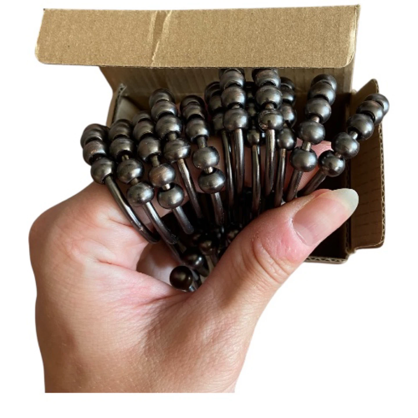Metal Shower Curtain Hooks, light Bronze Finish - photo 2