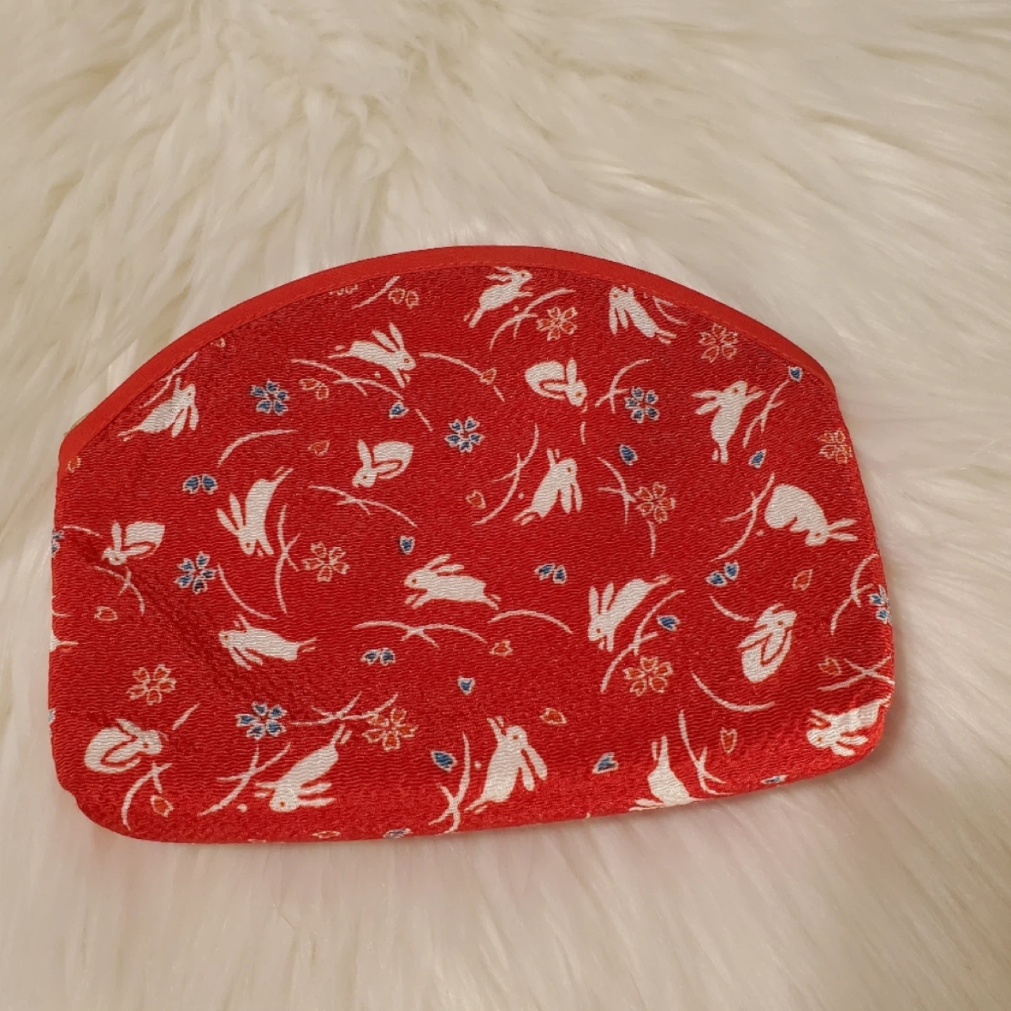 Red Rabbit Print Cosmetic Pouch