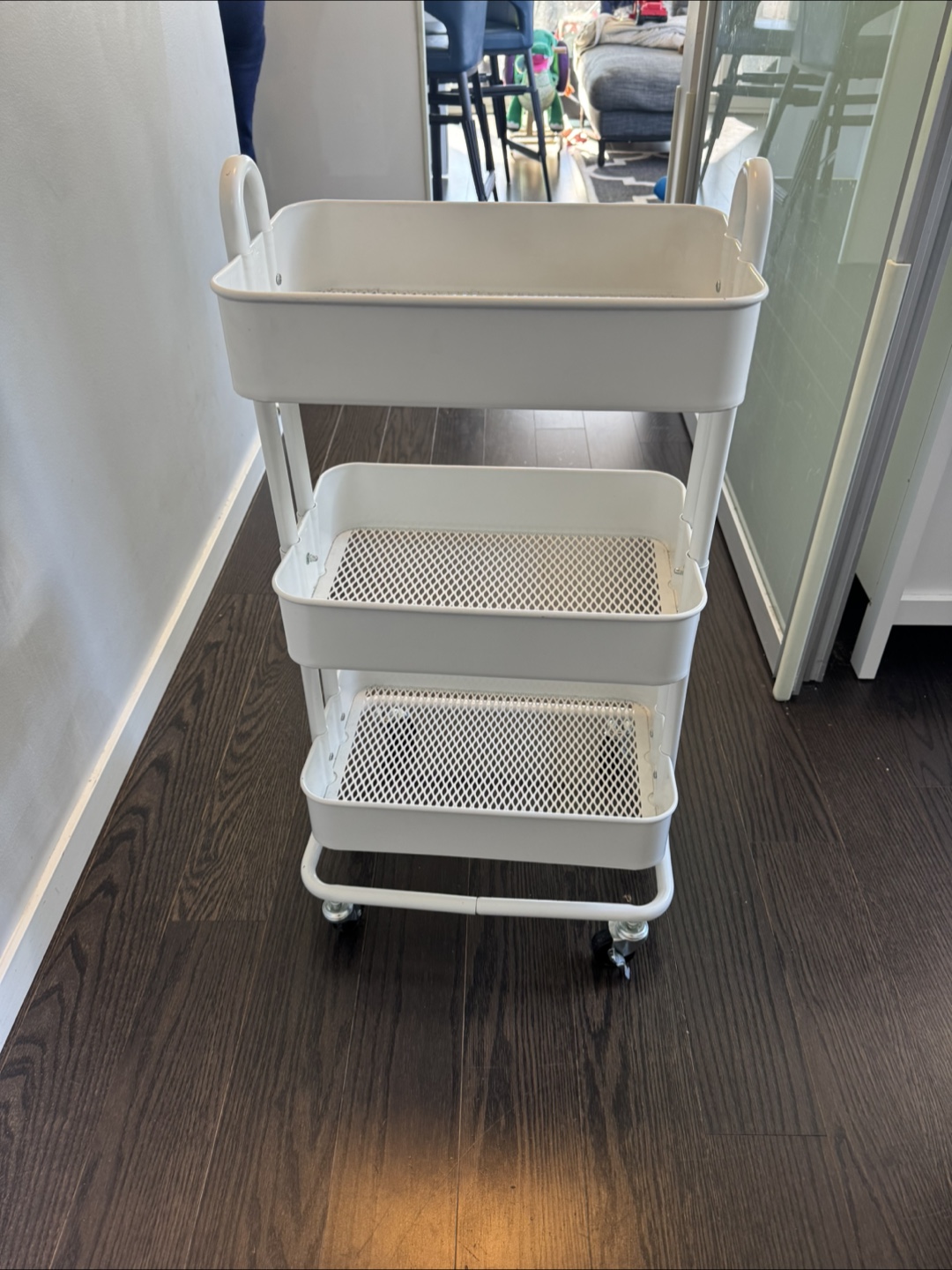 3-Tier White Utility Cart on Wheels - photo 2
