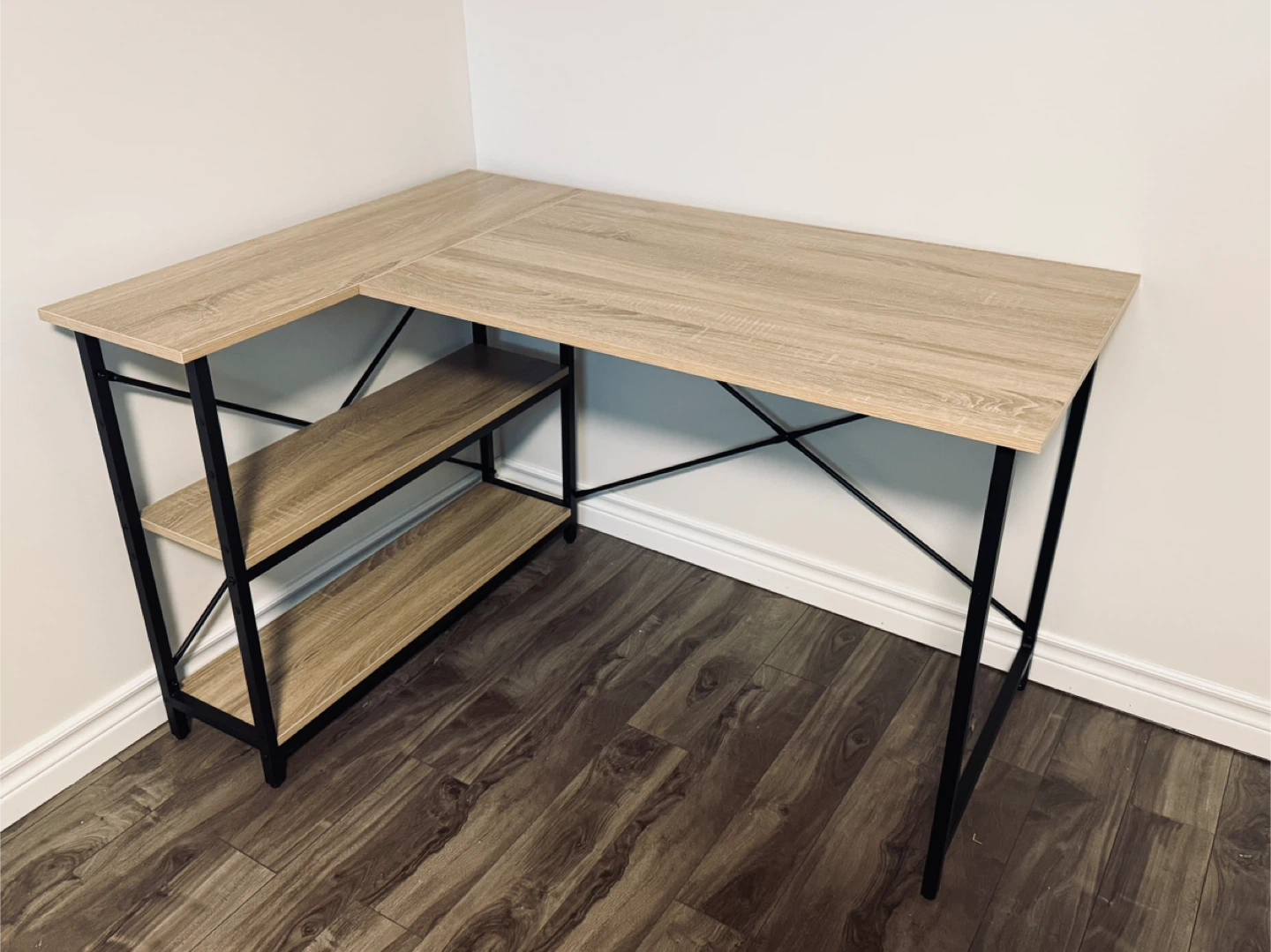 L-Shaped Desk with Shelves