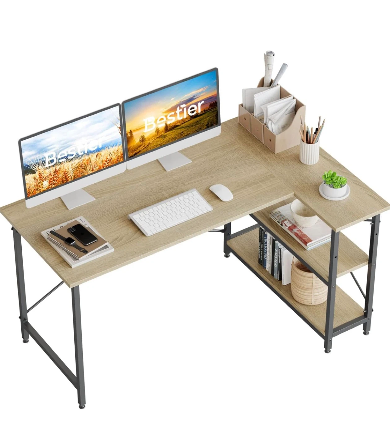 L-Shaped Desk with Shelves - photo 4
