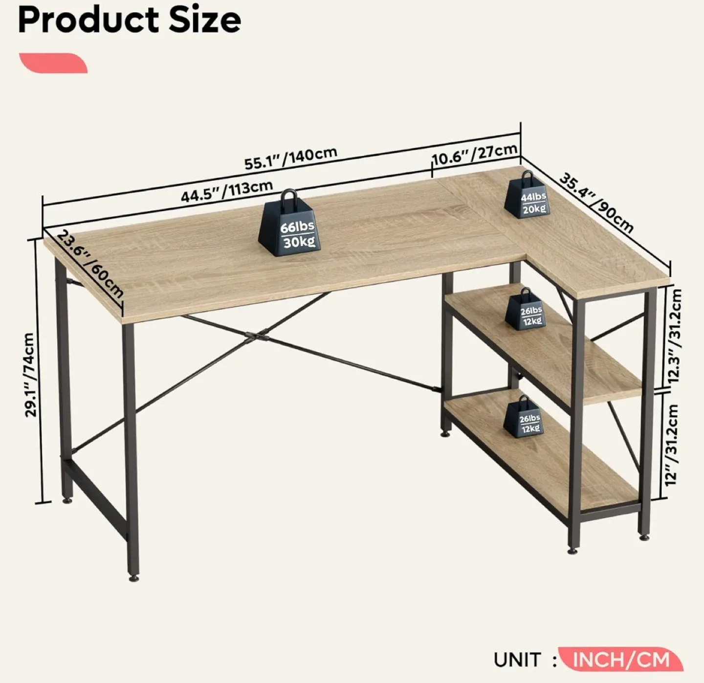 L-Shaped Desk with Shelves image indicator(5)