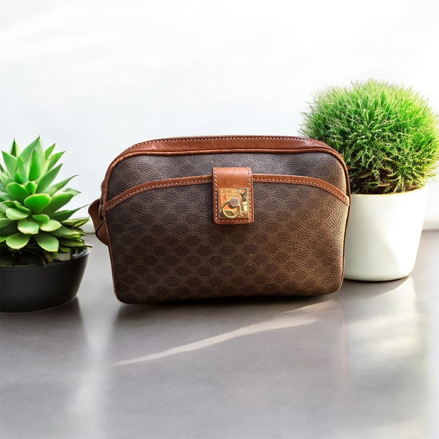 Vintage authentic Celine Macadam  crossbody bag.