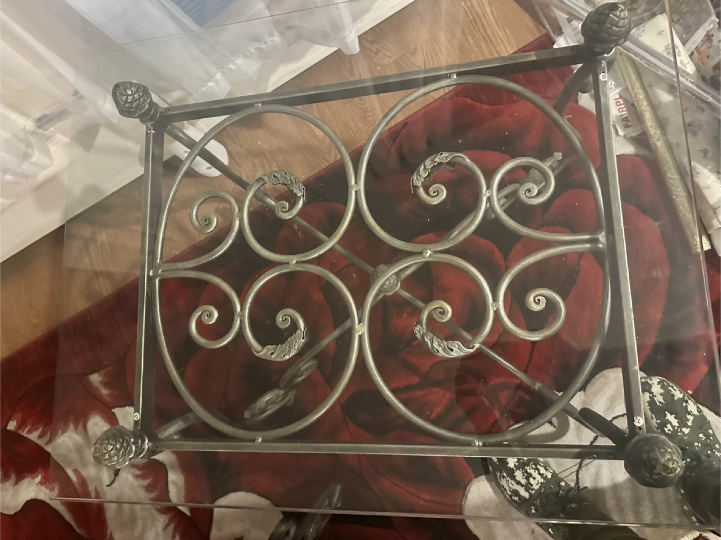 Glass Top Coffee Table with Metal Frame - photo 2