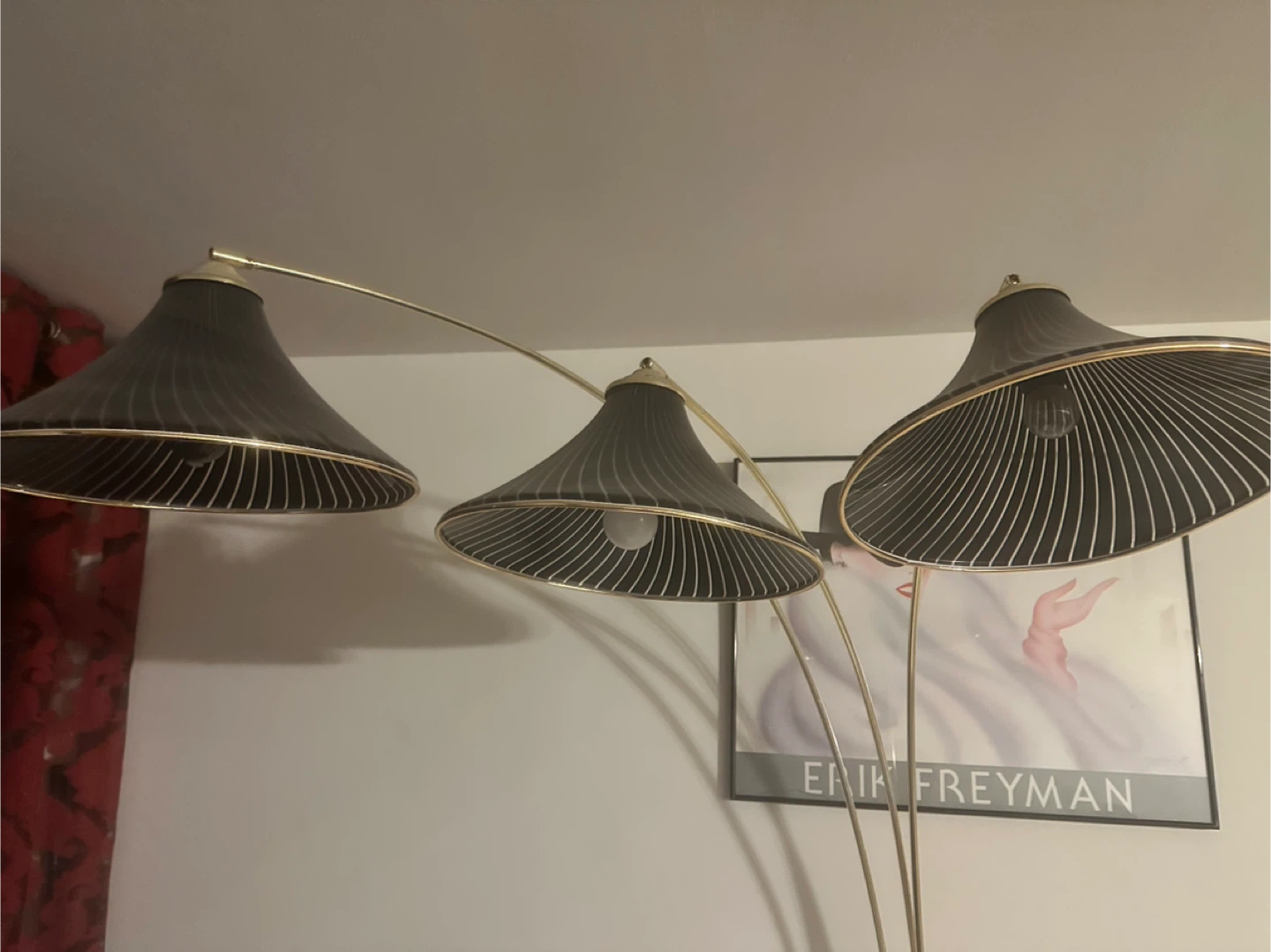 Floor Lamp with Three Black Shades