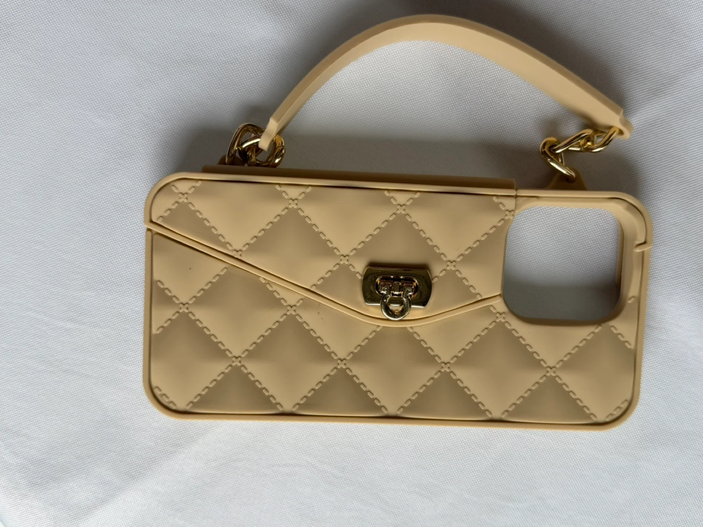 Beige Quilted iPhone 14 Pro Max  Case with Handle - photo 2