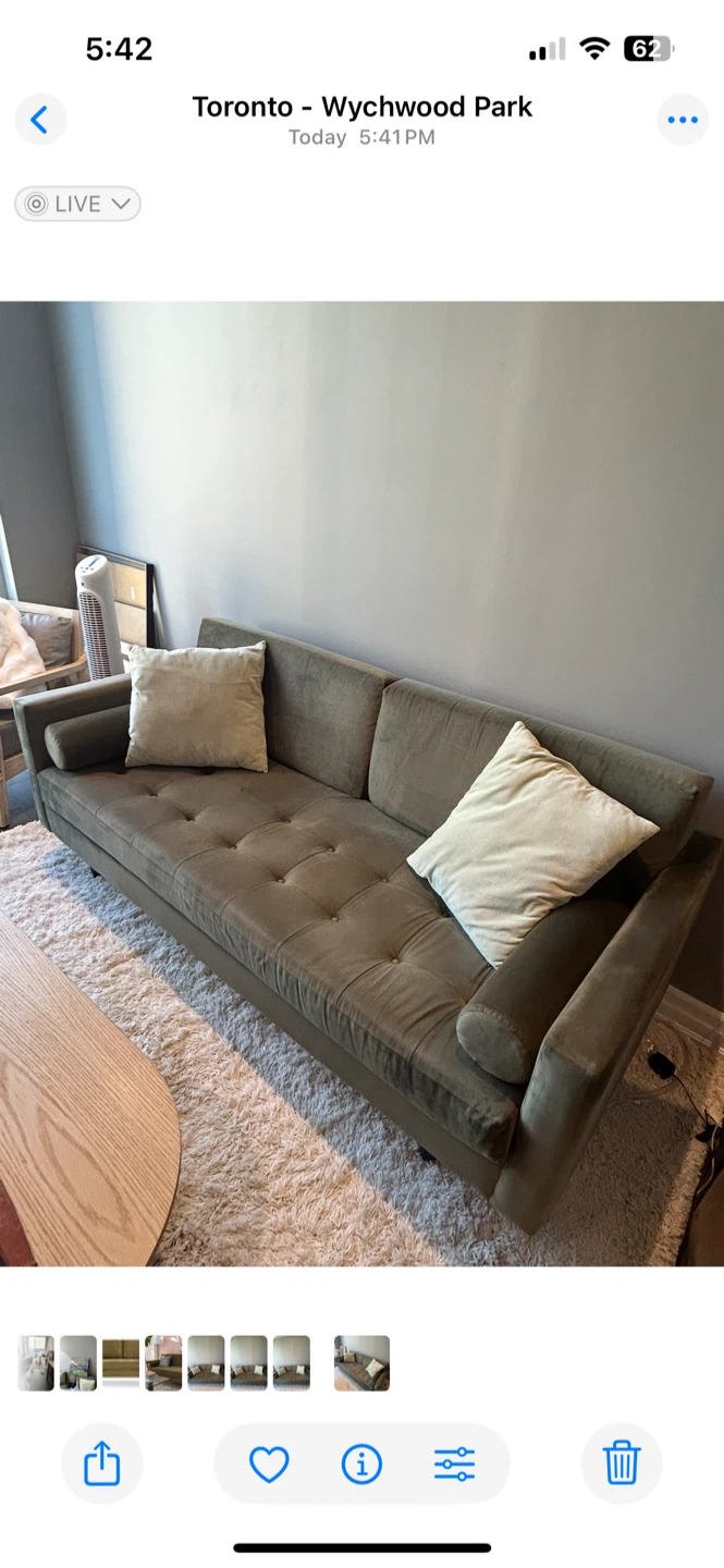 Olive Green Sofa -$200 - photo 2