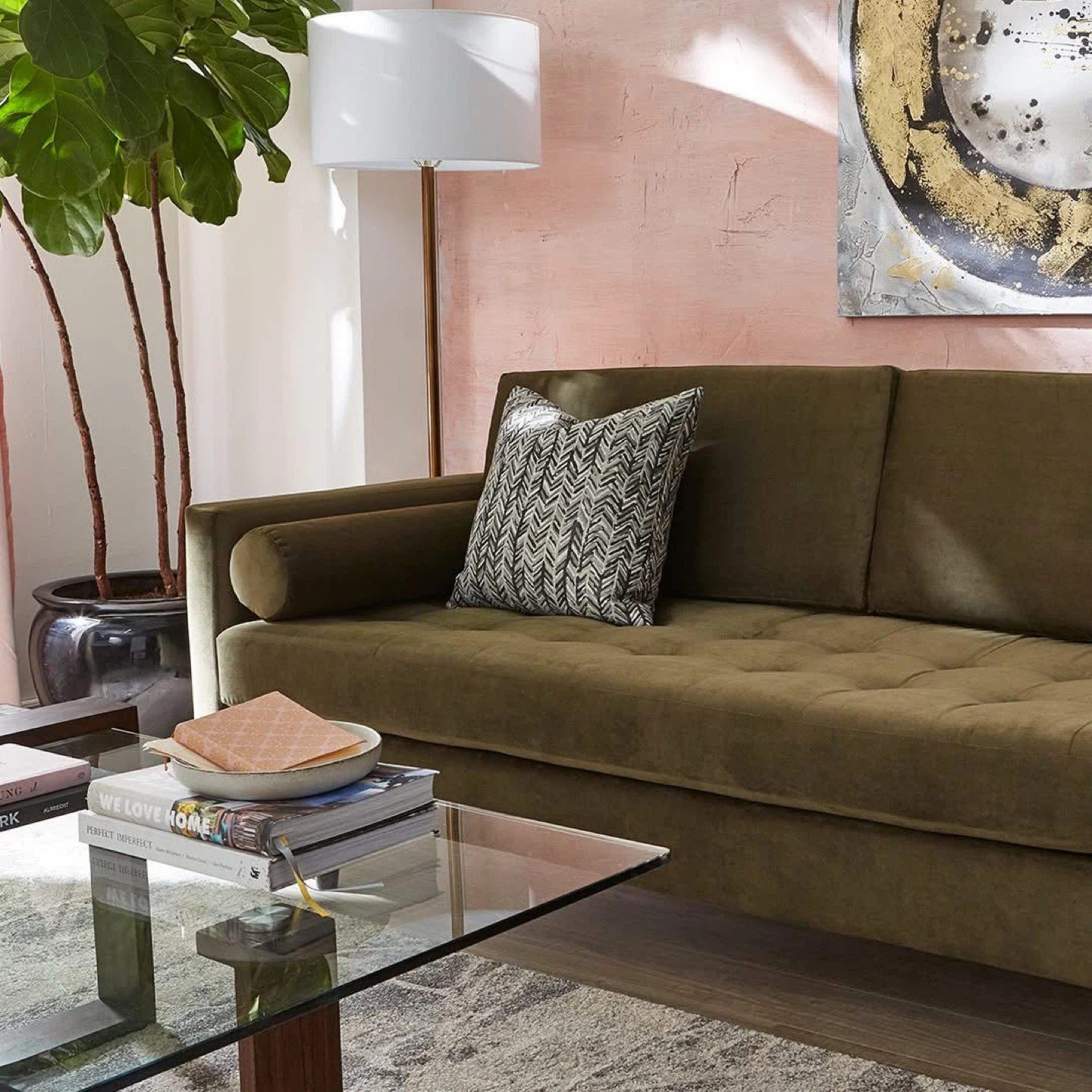 Olive Green Sofa -$200 - photo 4