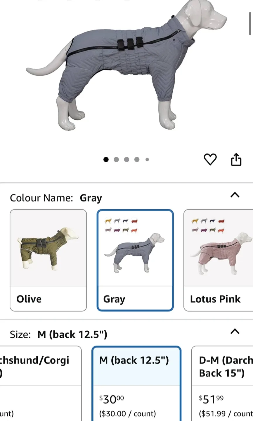 Dog Snowsuit - Size M - Gray image indicator(4)