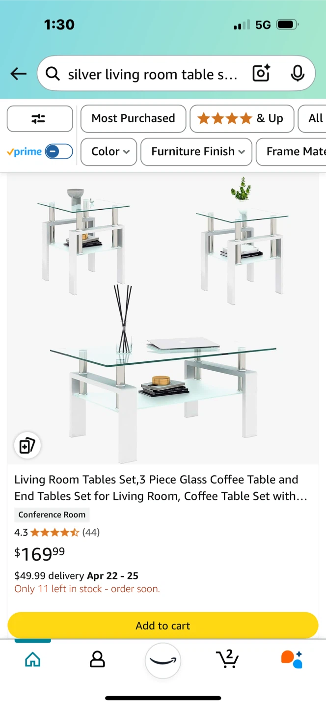 3-Piece Glass Coffee Table and End Tables Set
