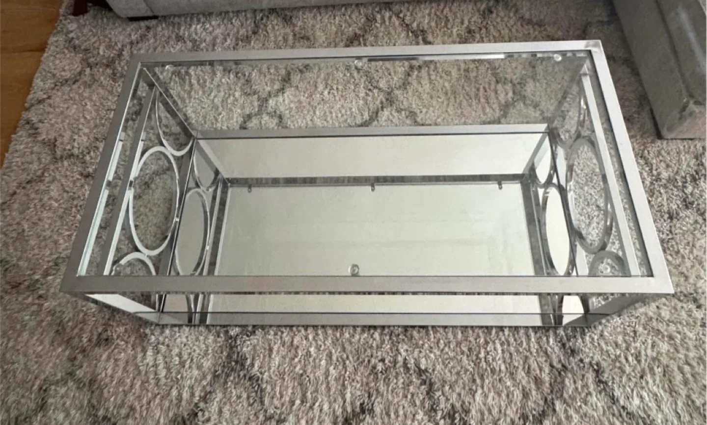 Silver Metal & Glass Coffee Table image indicator(2)