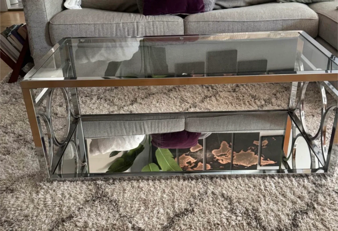 Silver Metal & Glass Coffee Table image indicator(3)