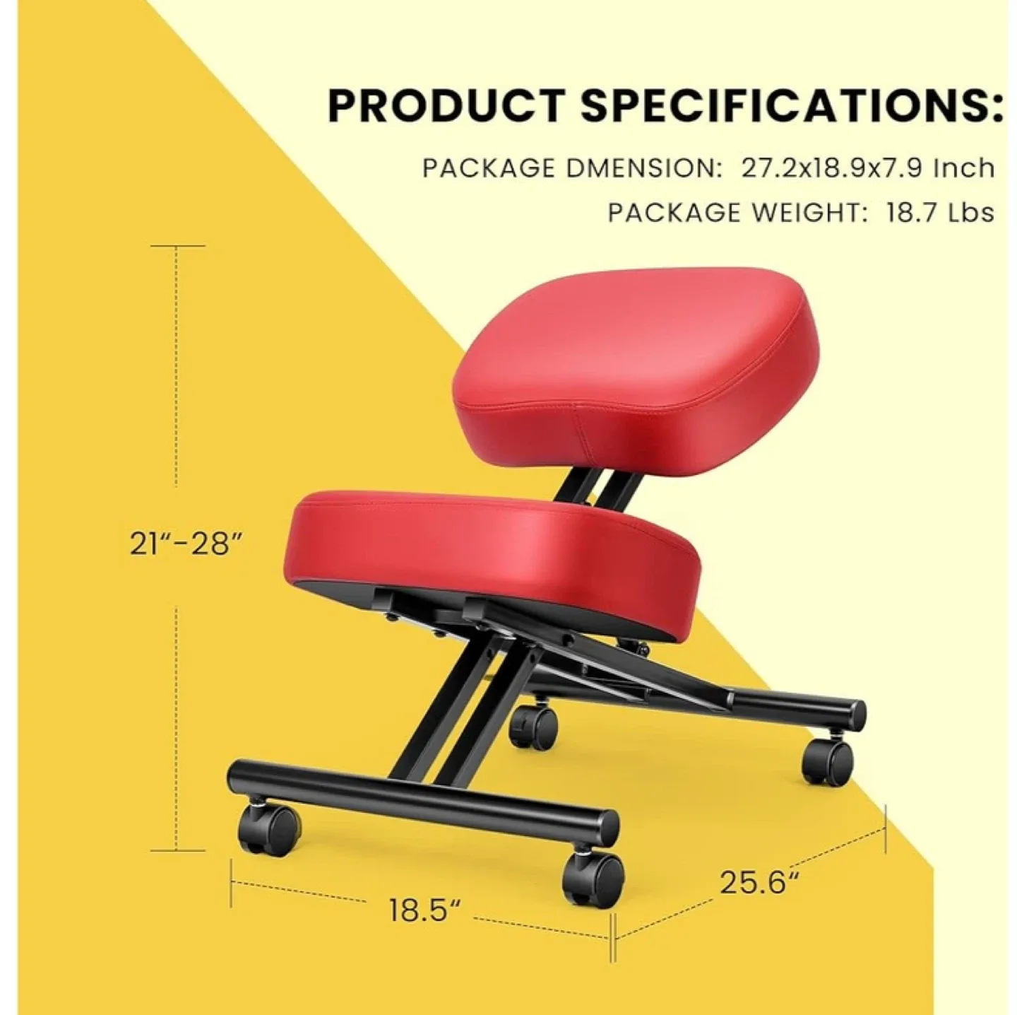 Red Ergonomic Kneeling Chair, Adjustable image indicator(2)