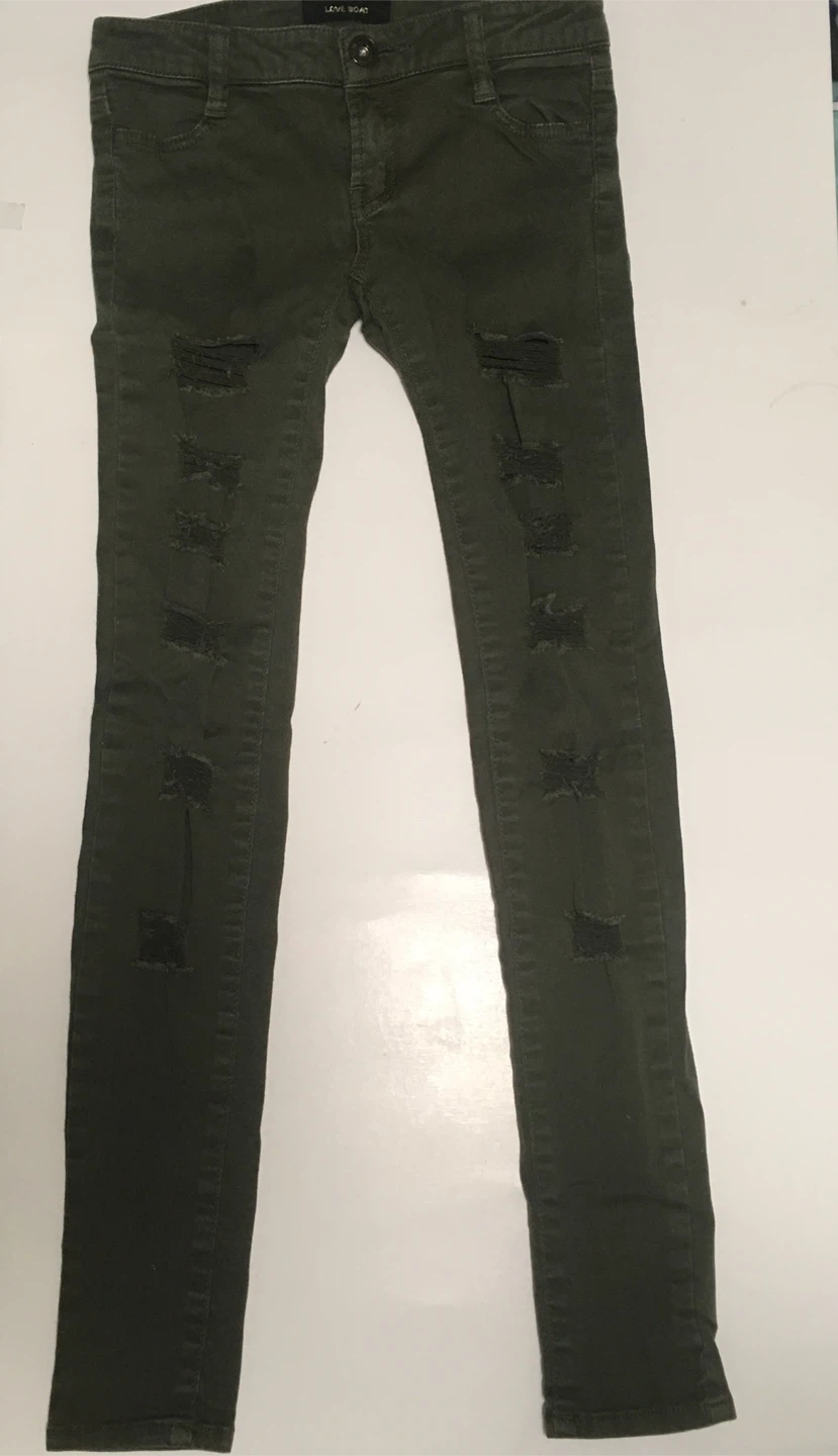 🥕Love Boat Olive Green Ripped Jeans Denim Size Small Women's - photo 4