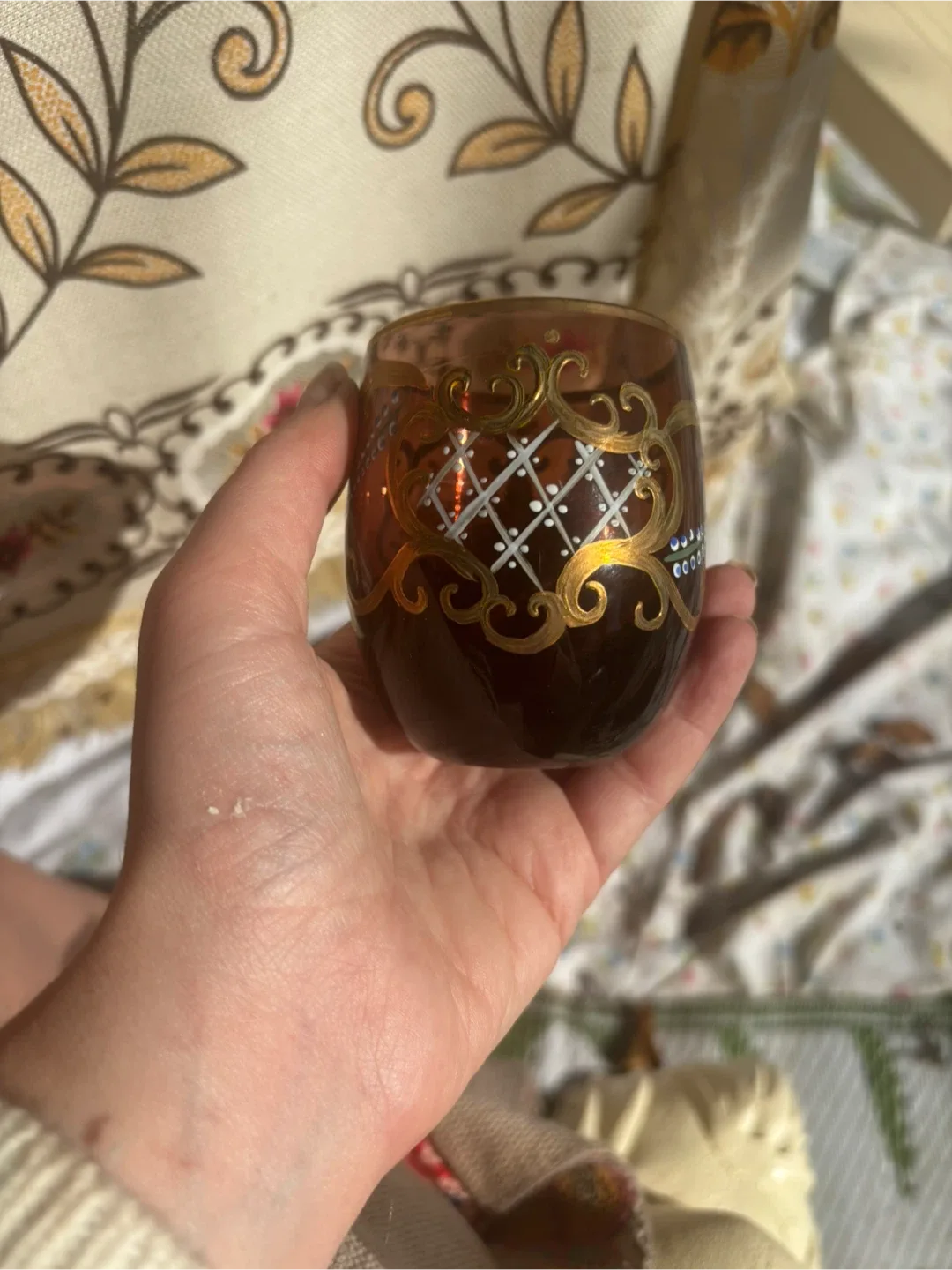 Bohemian cranberry glass set of 6 glasses image indicator(4)