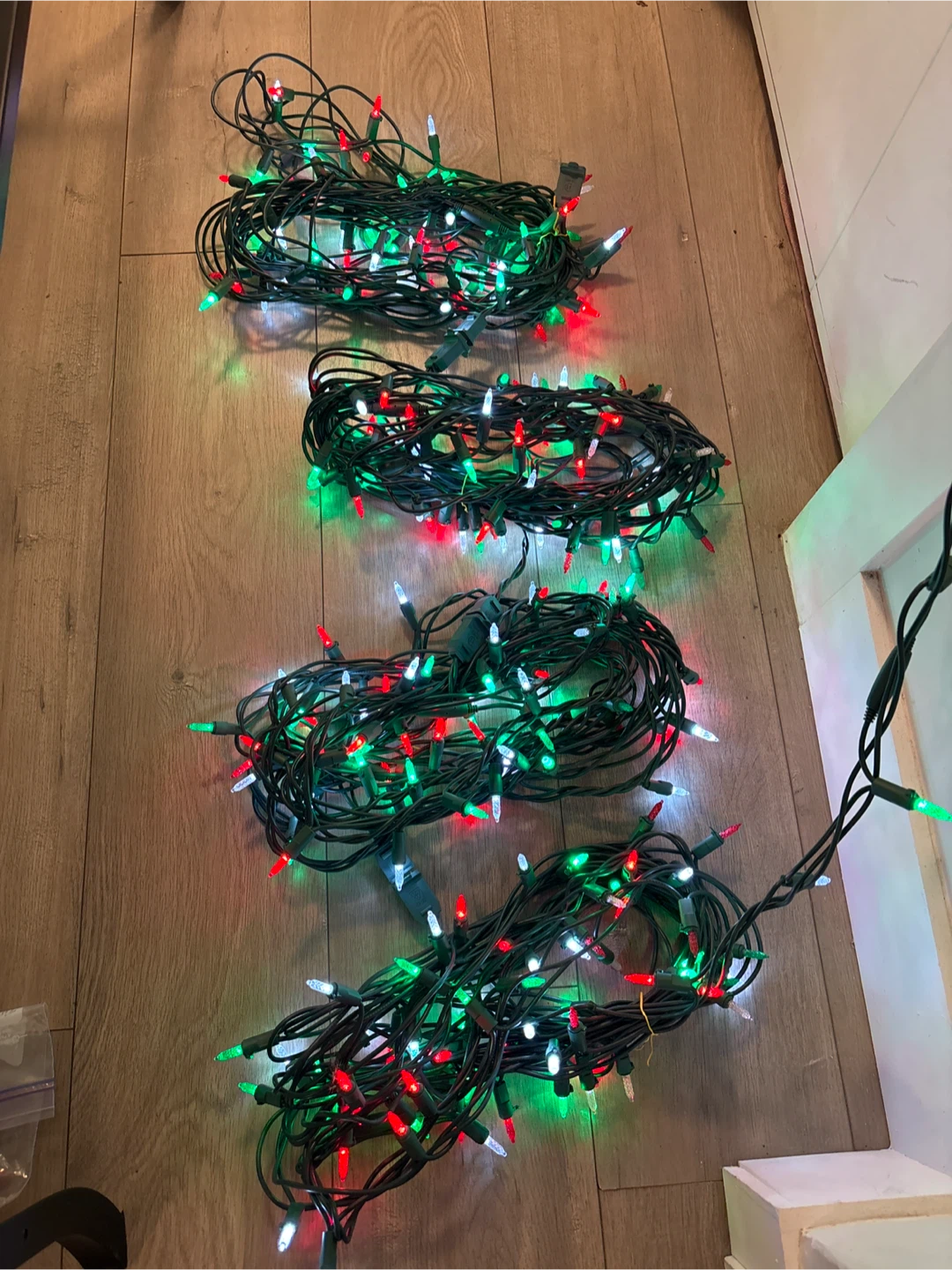 4 Strings Christmas outdoor Lights - Green, Red, White