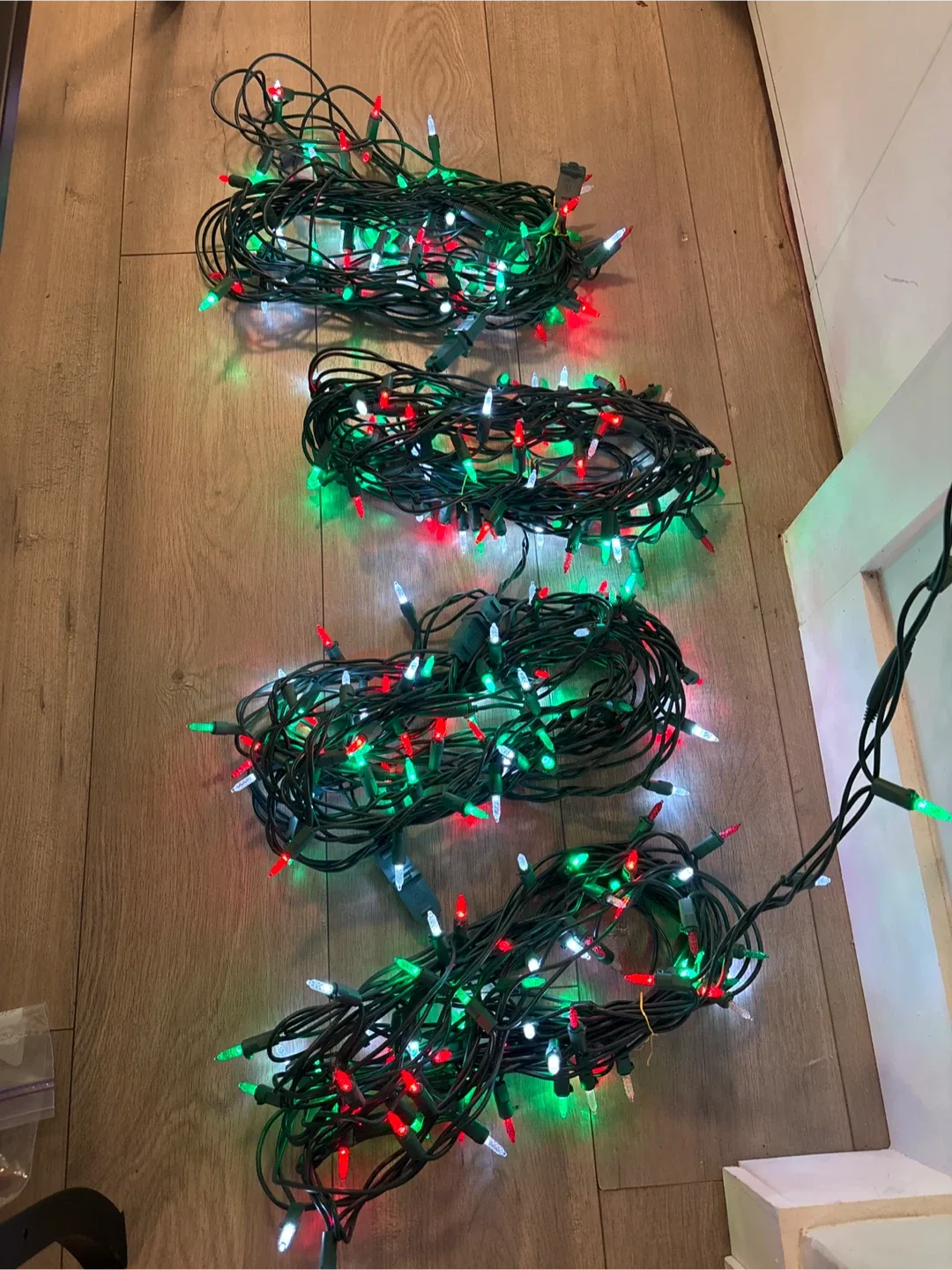 4 Strings Christmas outdoor Lights - Green, Red, White thumbnail