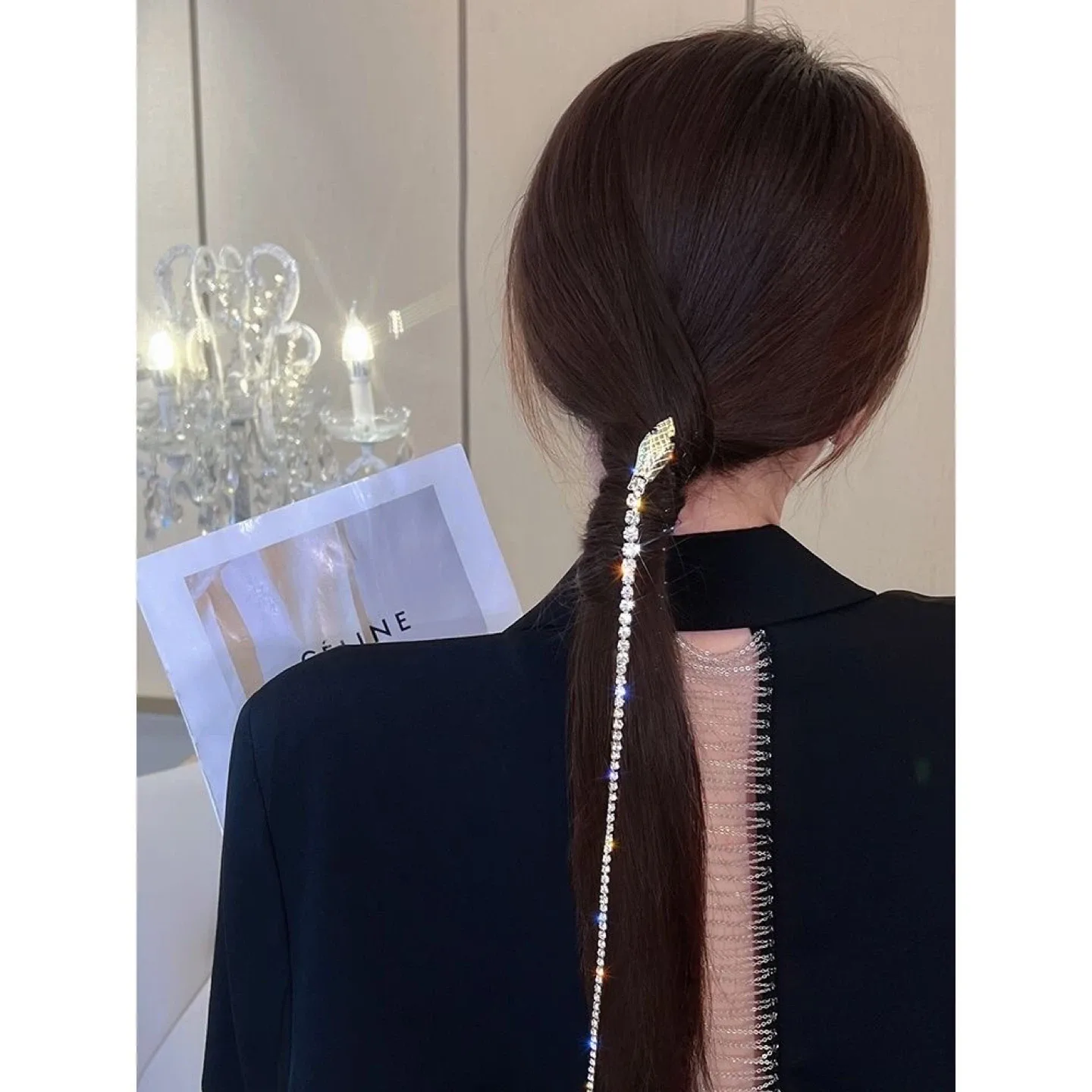 Snake Rhinestone Hair Clip Chain image indicator(5)