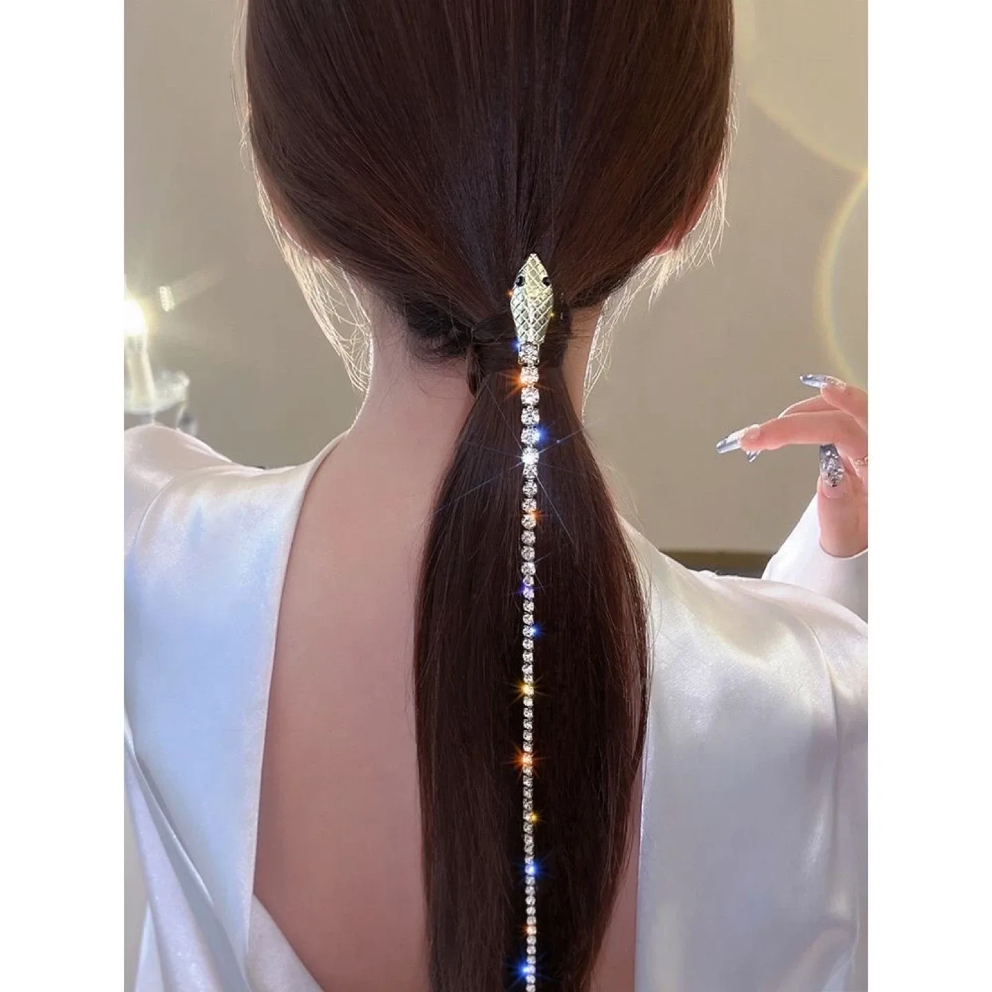 Snake Rhinestone Hair Clip Chain image indicator(6)