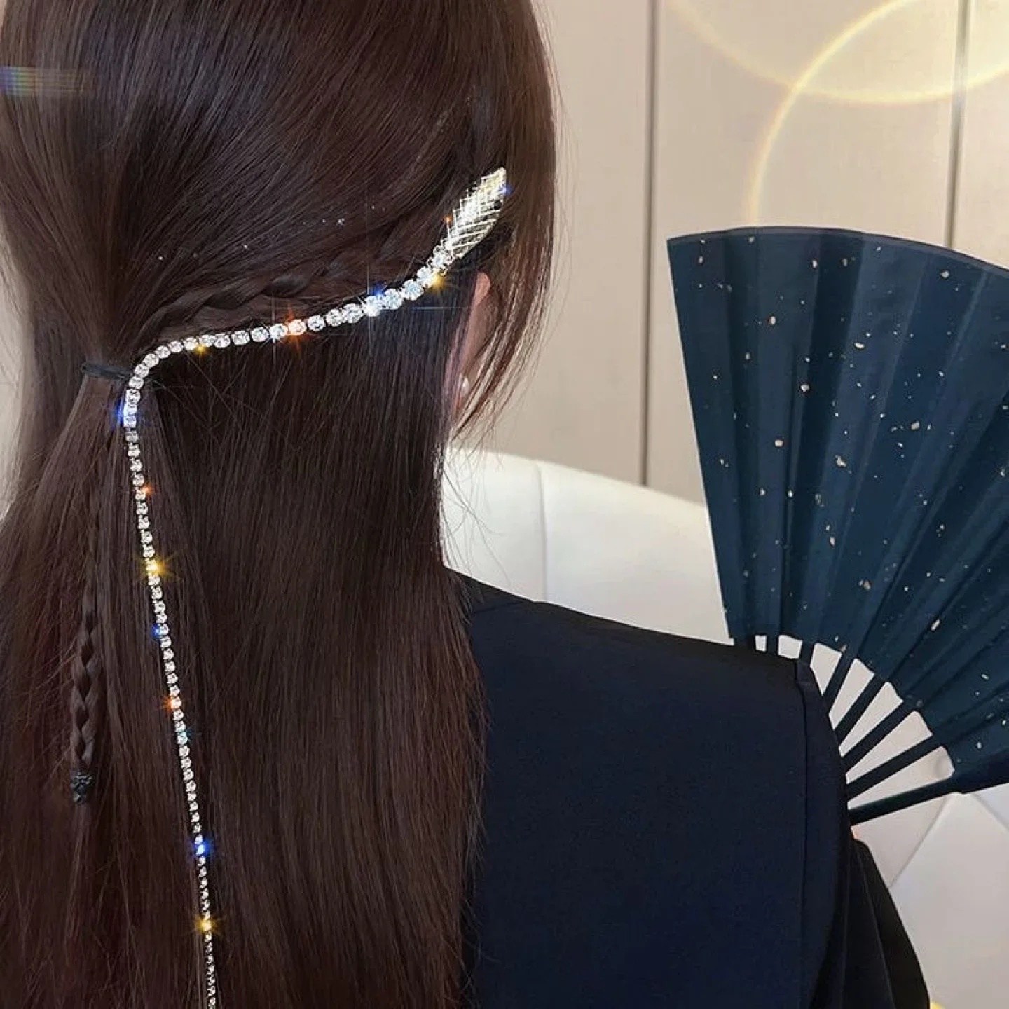 Snake Rhinestone Hair Clip Chain image indicator(4)