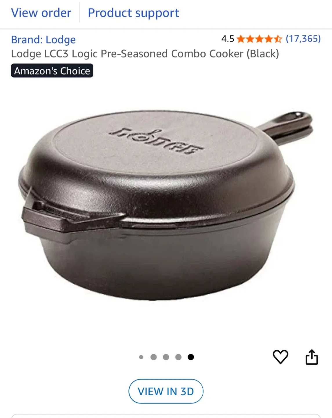 Lodge LCC3 Logic Pre-Seasoned Combo Cooker (Black) image indicator(2)