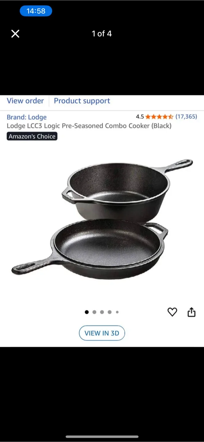 Lodge LCC3 Logic Pre-Seasoned Combo Cooker (Black) thumbnail