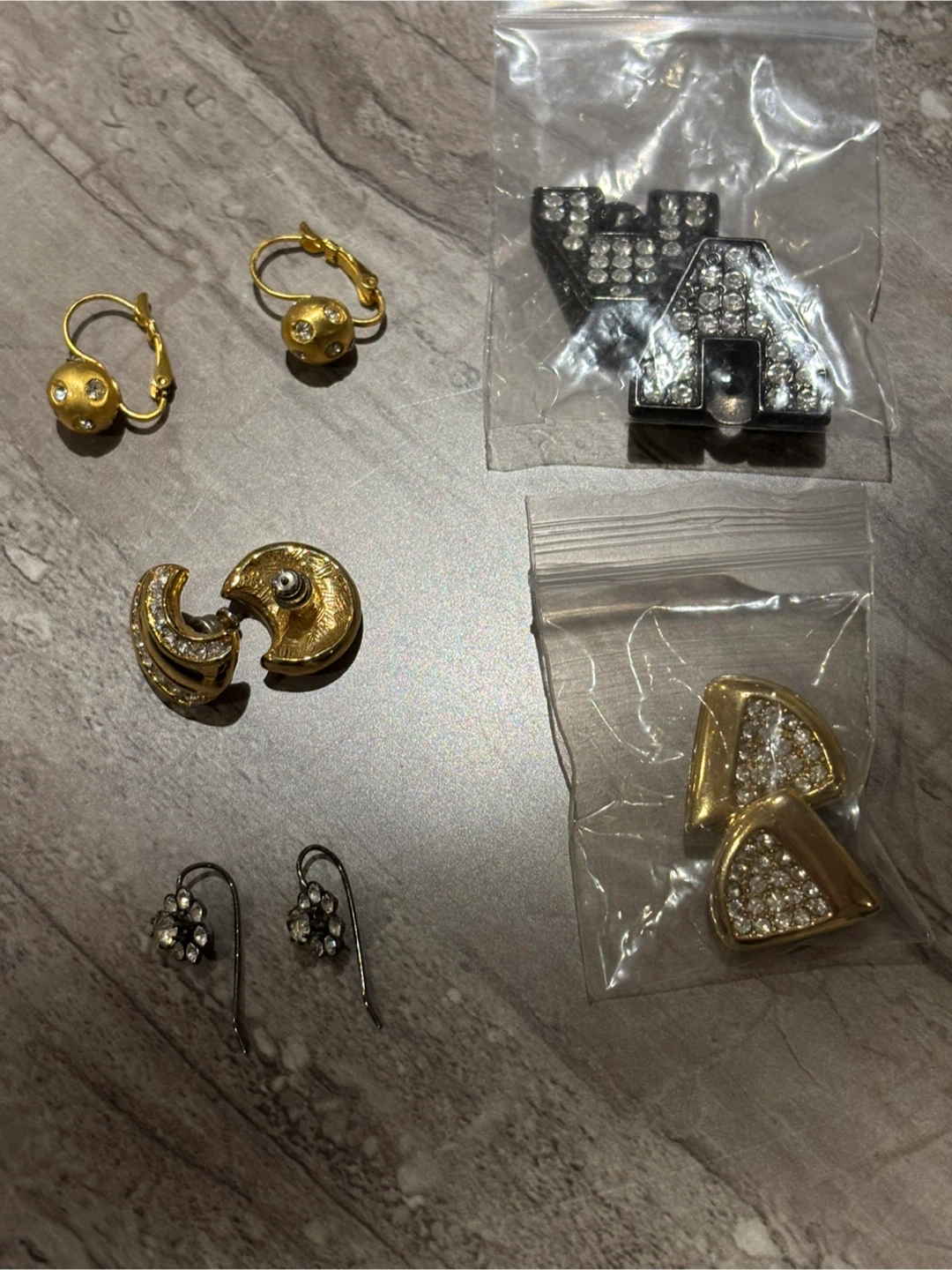 Assorted Earrings - Gold, Silver, Rhinestone