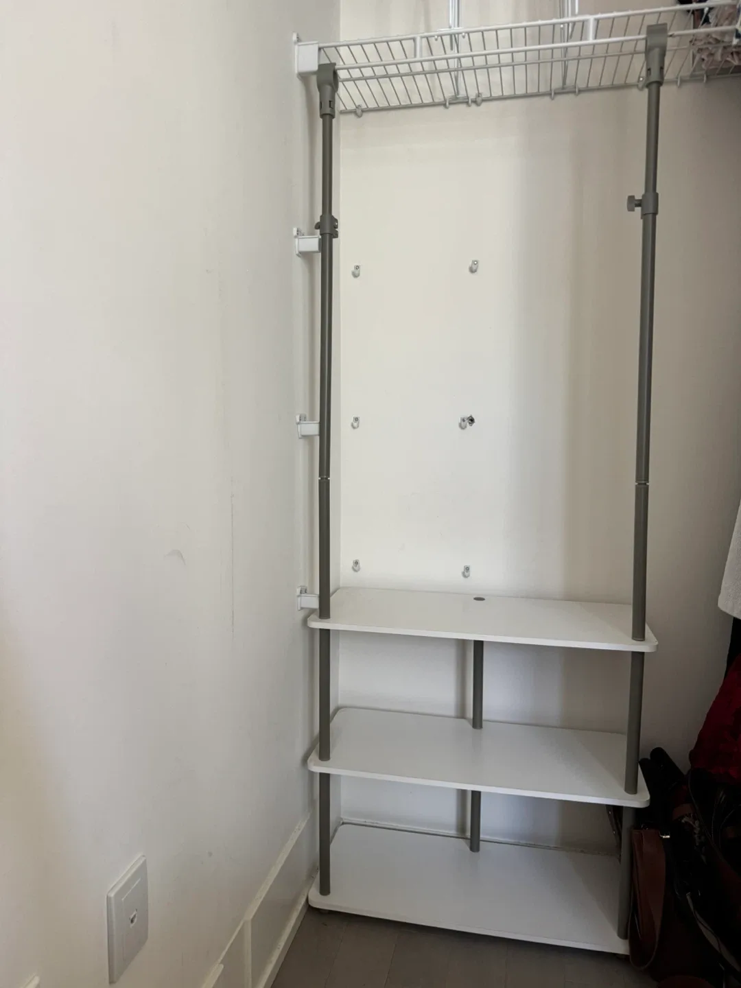 MOVING OUT SALE! White Adjustable Closet Organizer Shelving Unit image indicator(2)