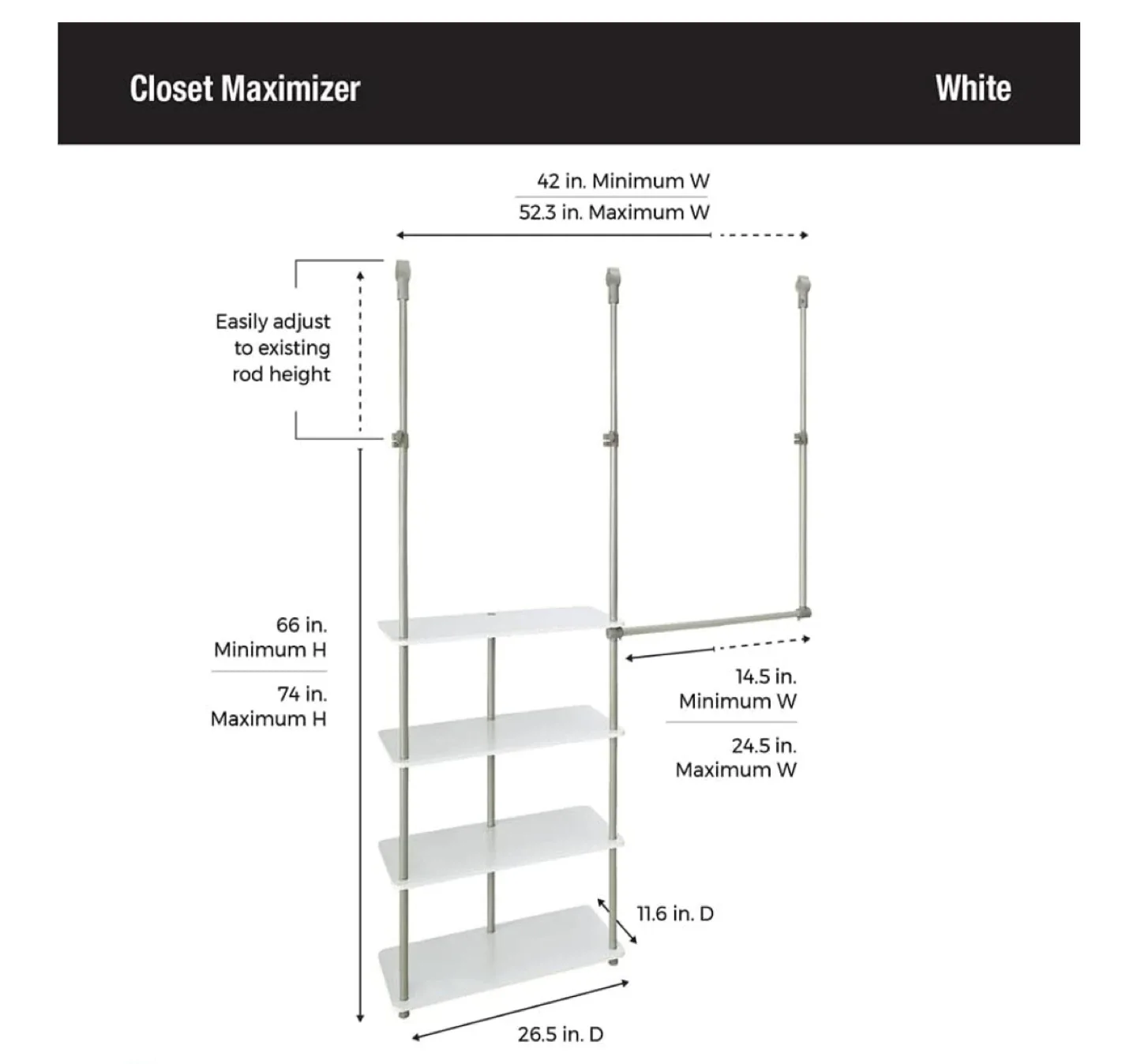 MOVING OUT SALE! White Adjustable Closet Organizer Shelving Unit image indicator(8)