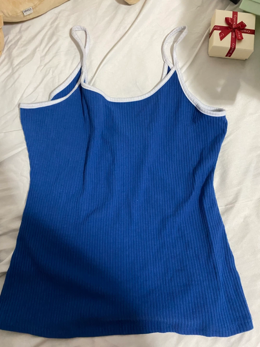 Blue Ribbed Tank Top