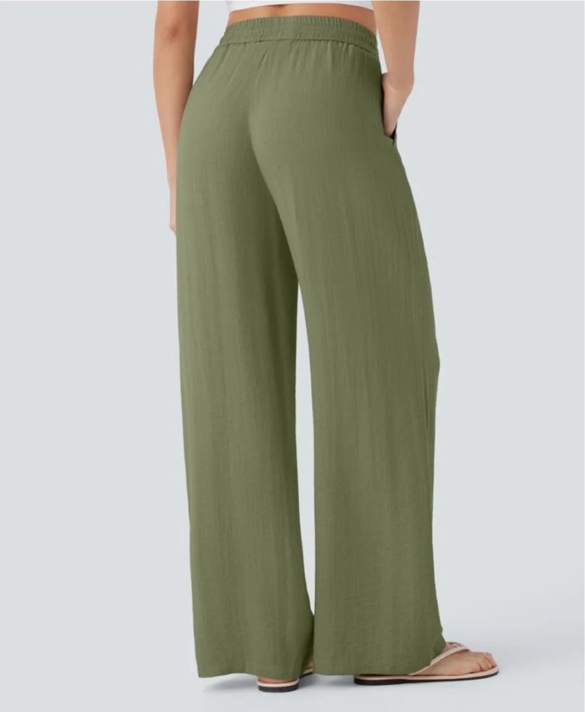 Wide Leg Palazzo linen feel Pants- Halara image indicator(3)