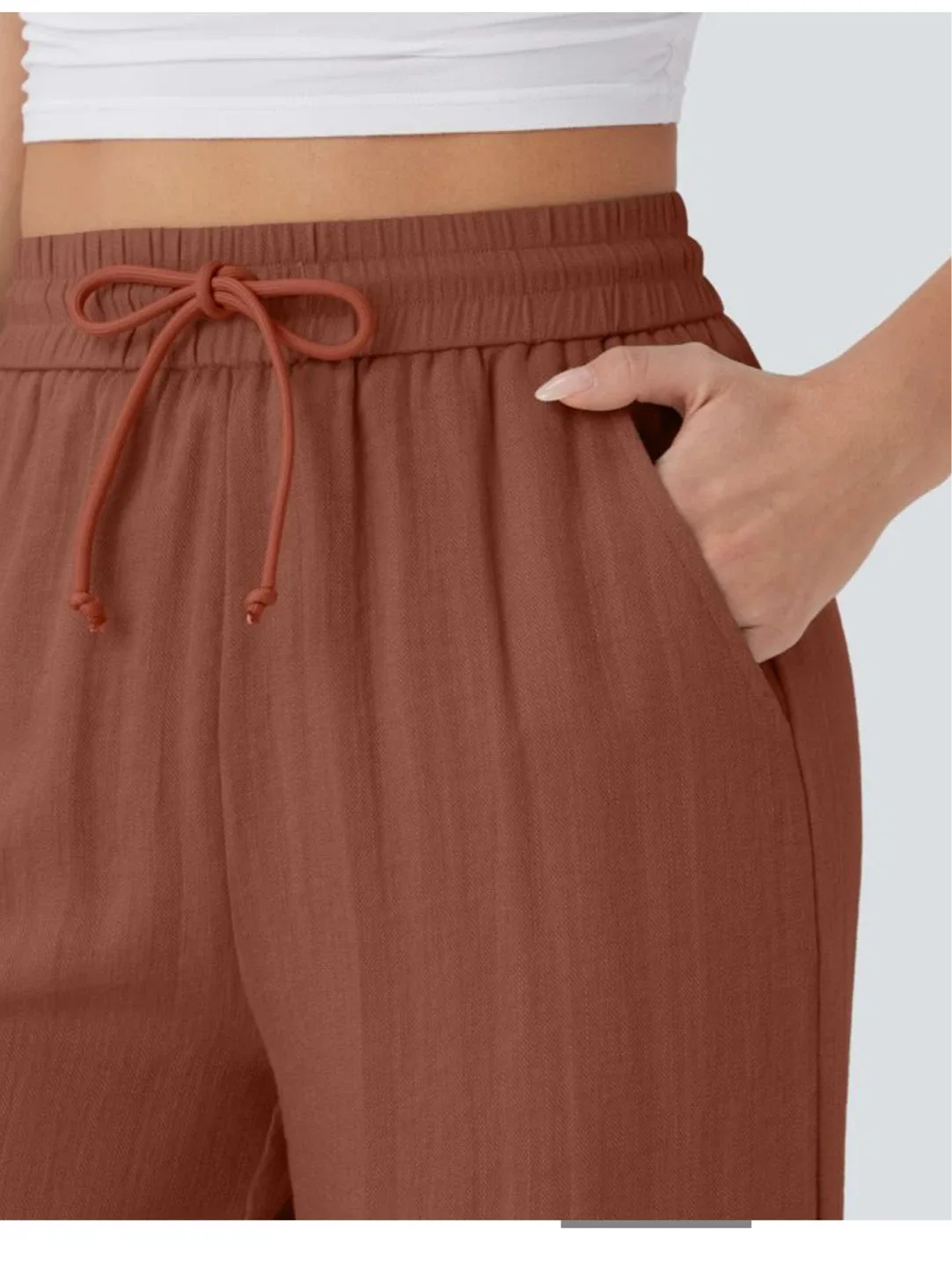 Wide Leg Palazzo linen feel Pants- Halara image indicator(5)